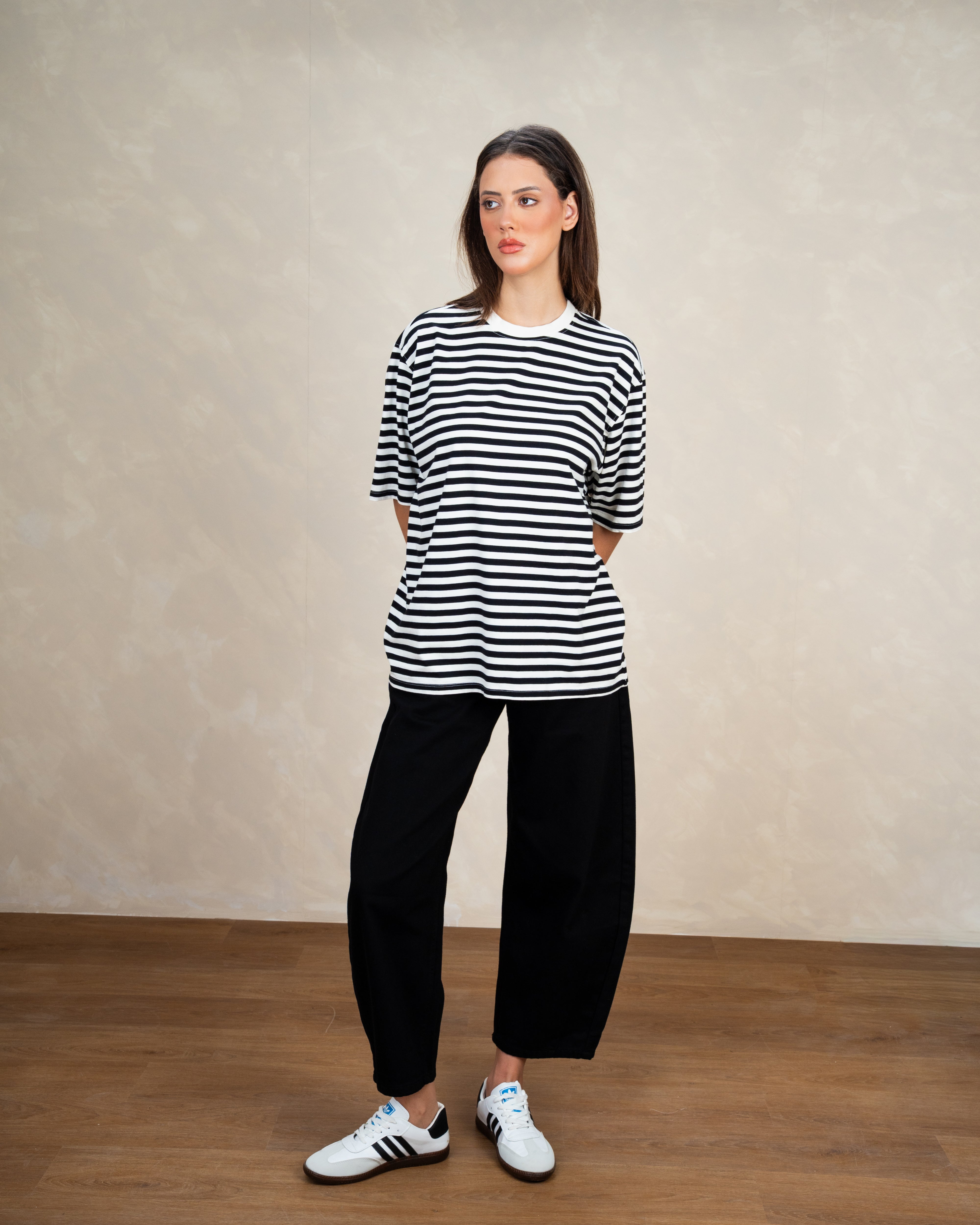 Long Colorful Striped Basic Top