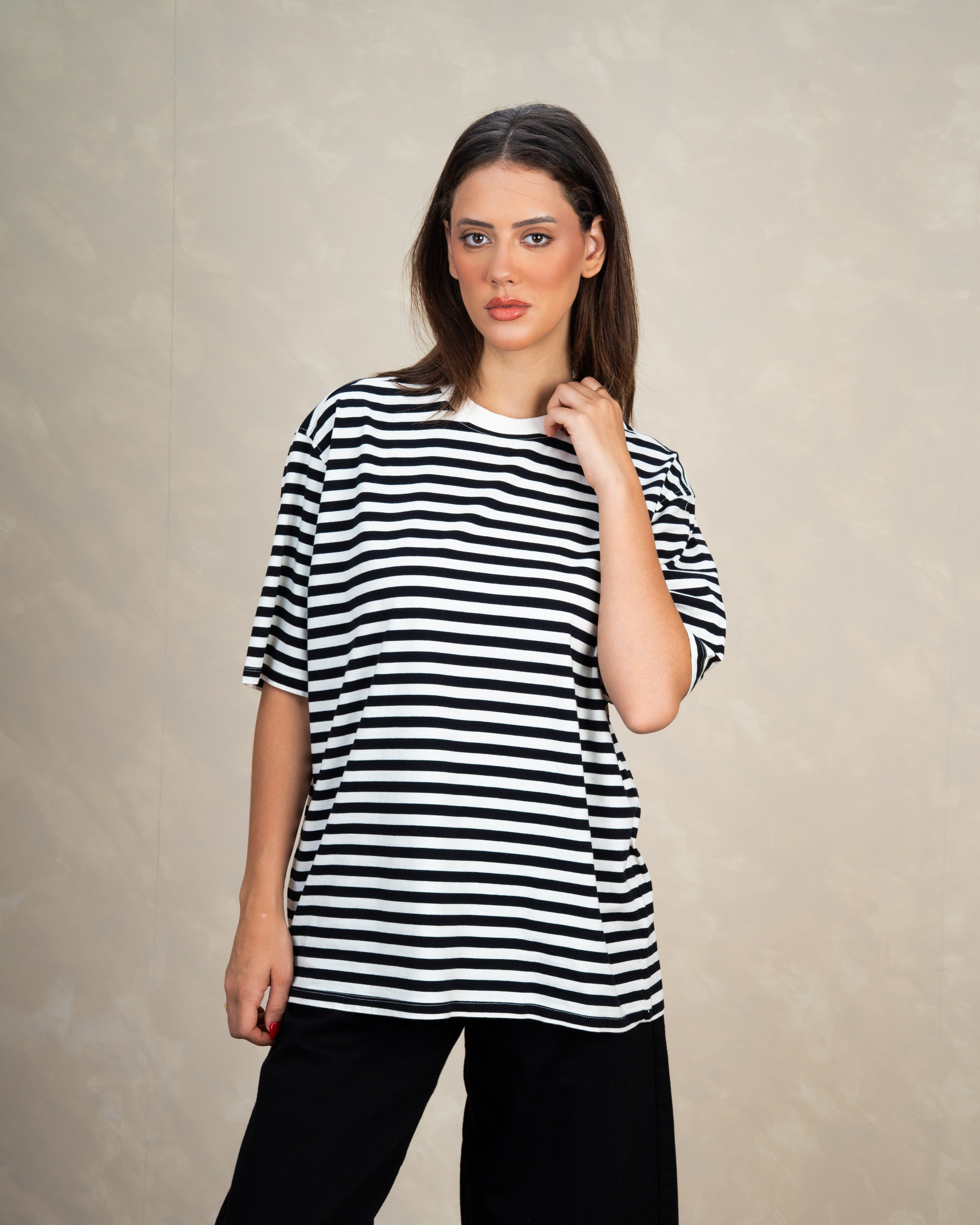 Long Colorful Striped Basic Top