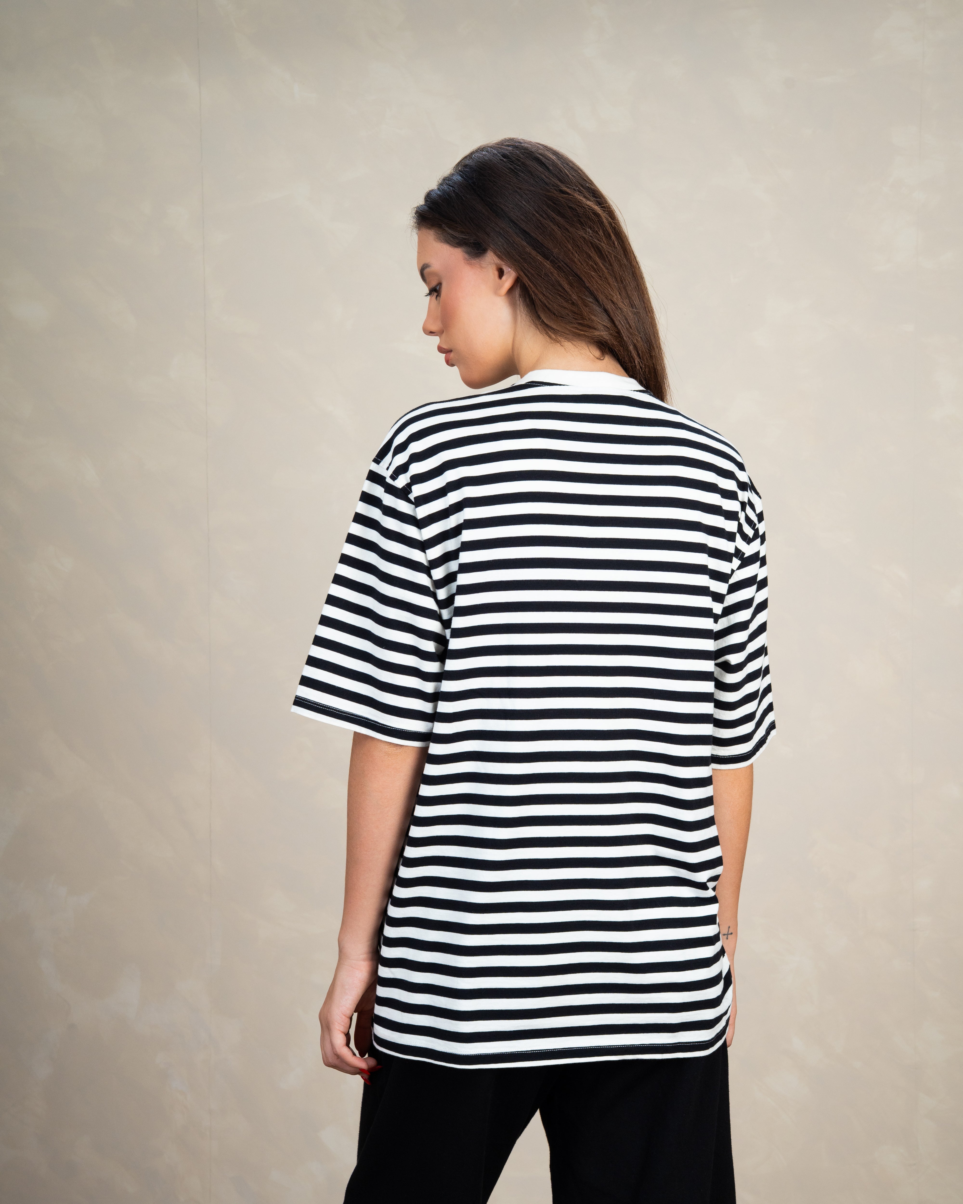 Long Colorful Striped Basic Top