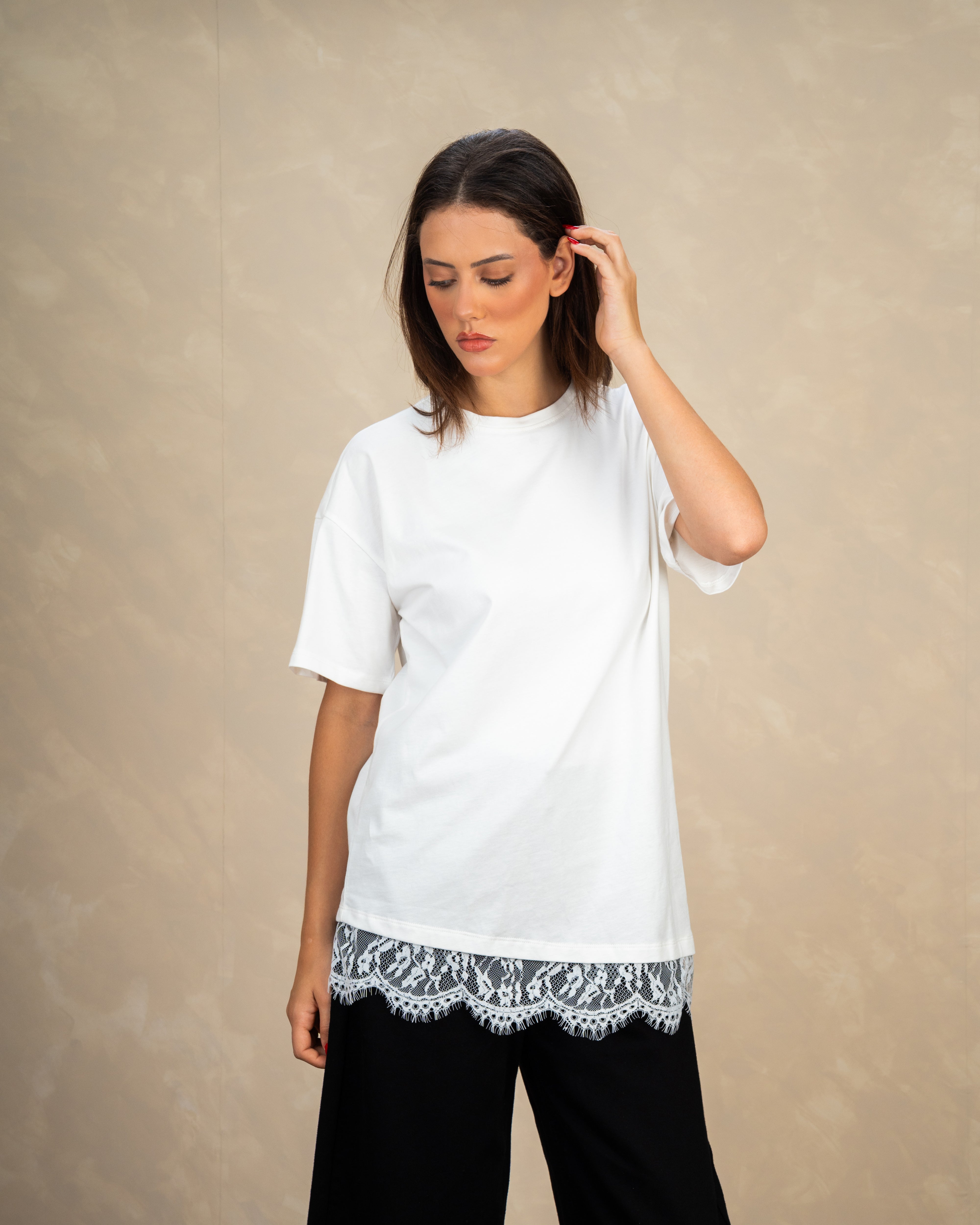Short Sleeve T-Shirt With Lace Waist