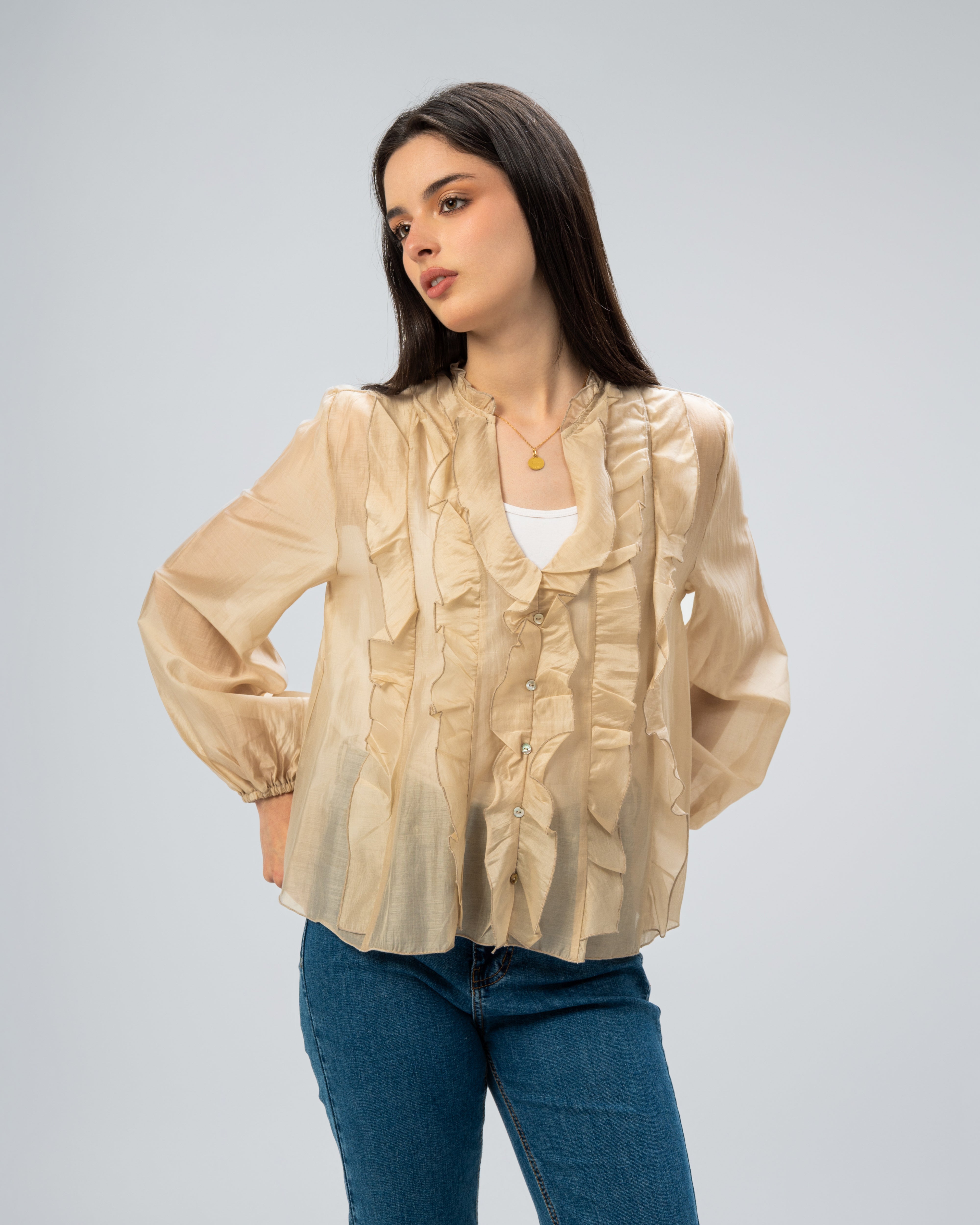 Plain chemise with ruffles
