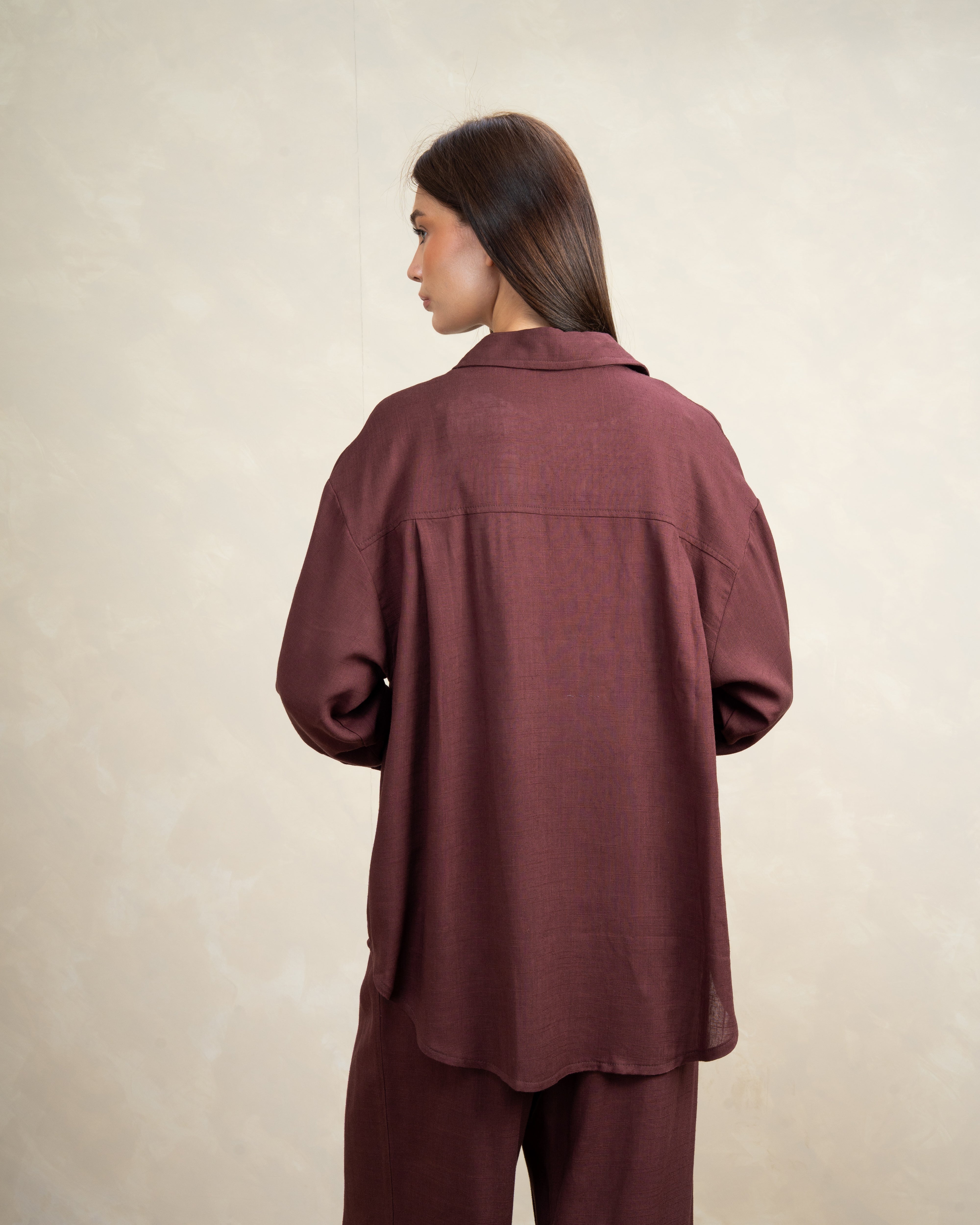 Plain Linen Shirt With Colored Buttons