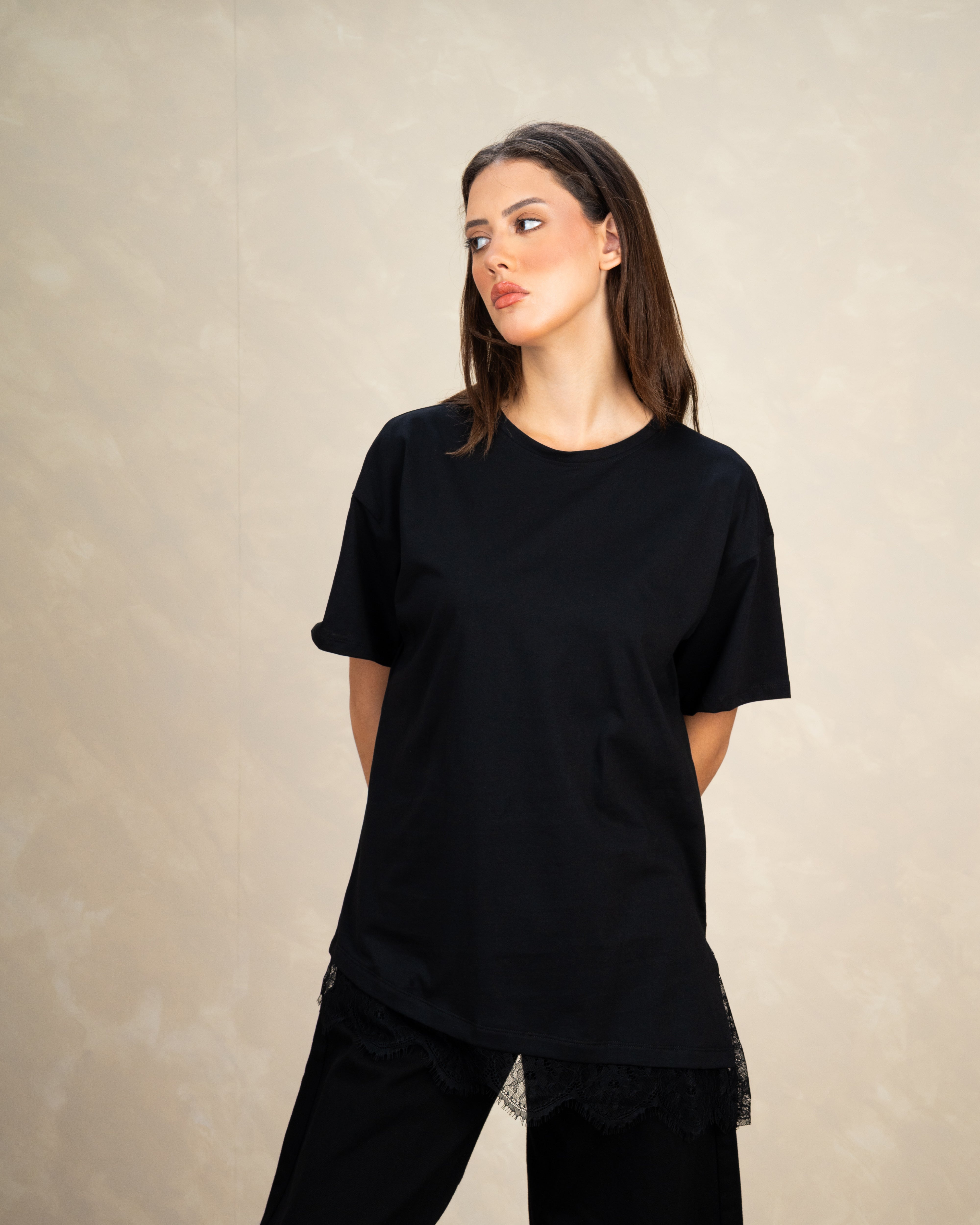 Short Sleeve T-Shirt With Lace Waist
