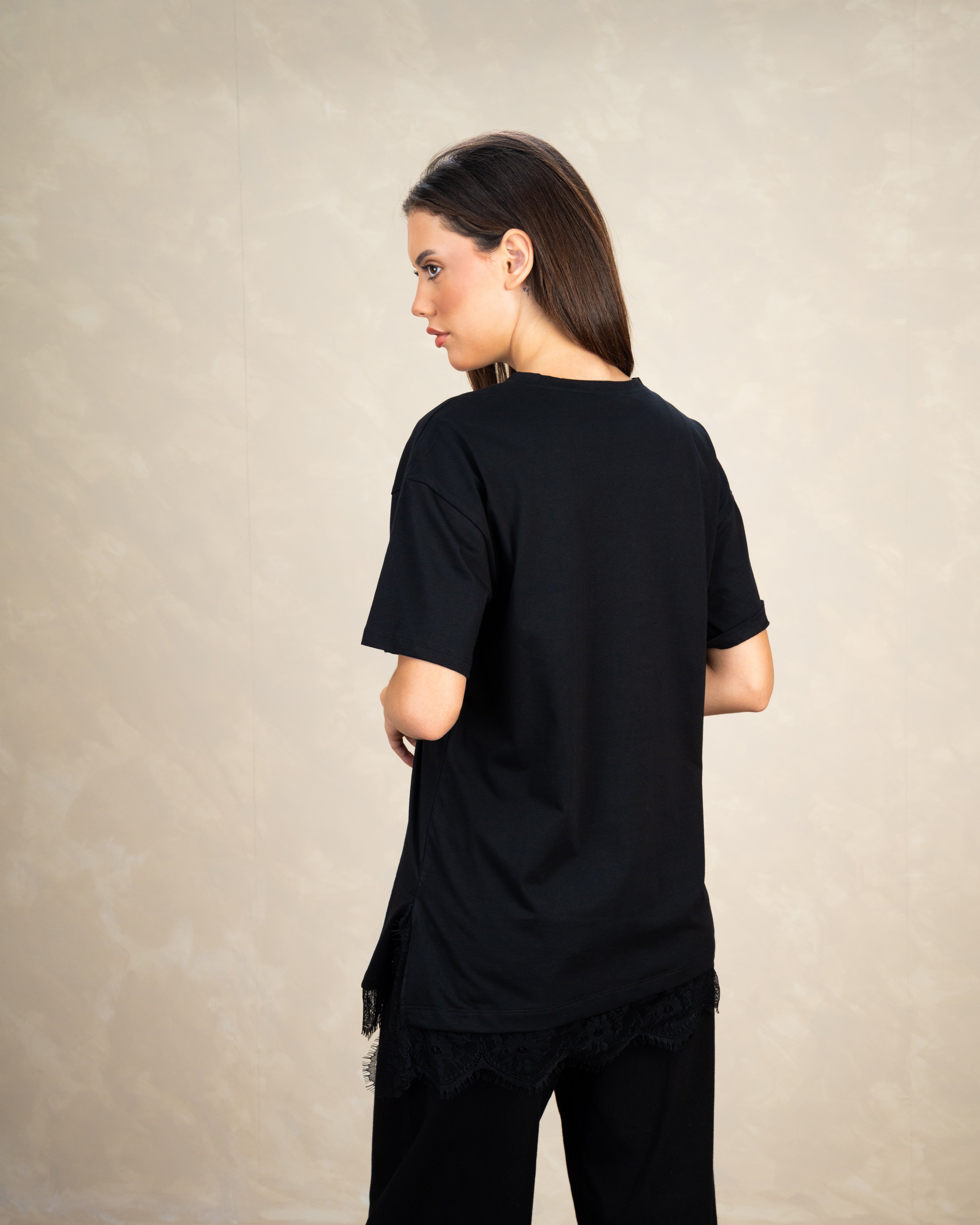 Short Sleeve T-Shirt With Lace Waist