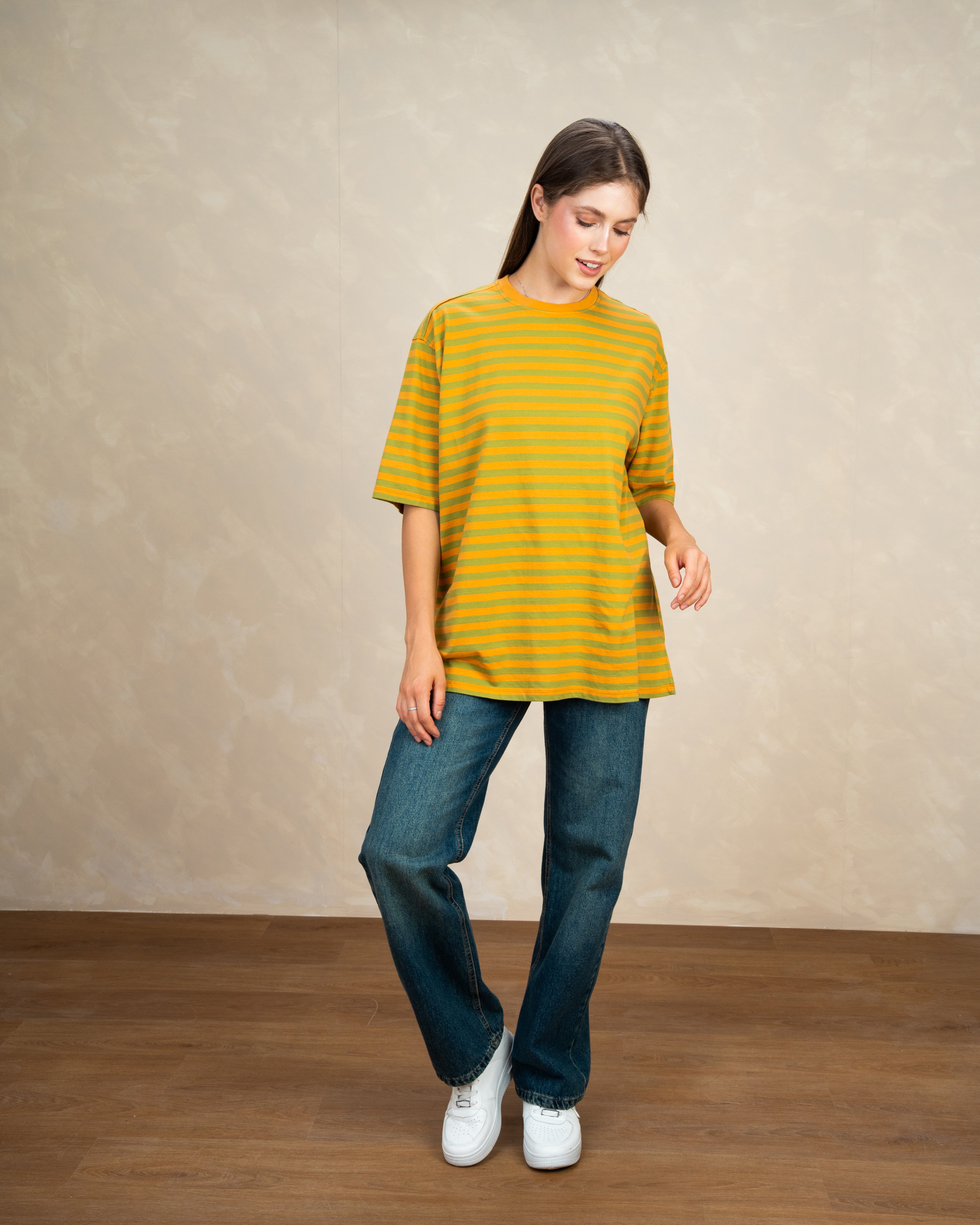 Long Colorful Striped Basic Top