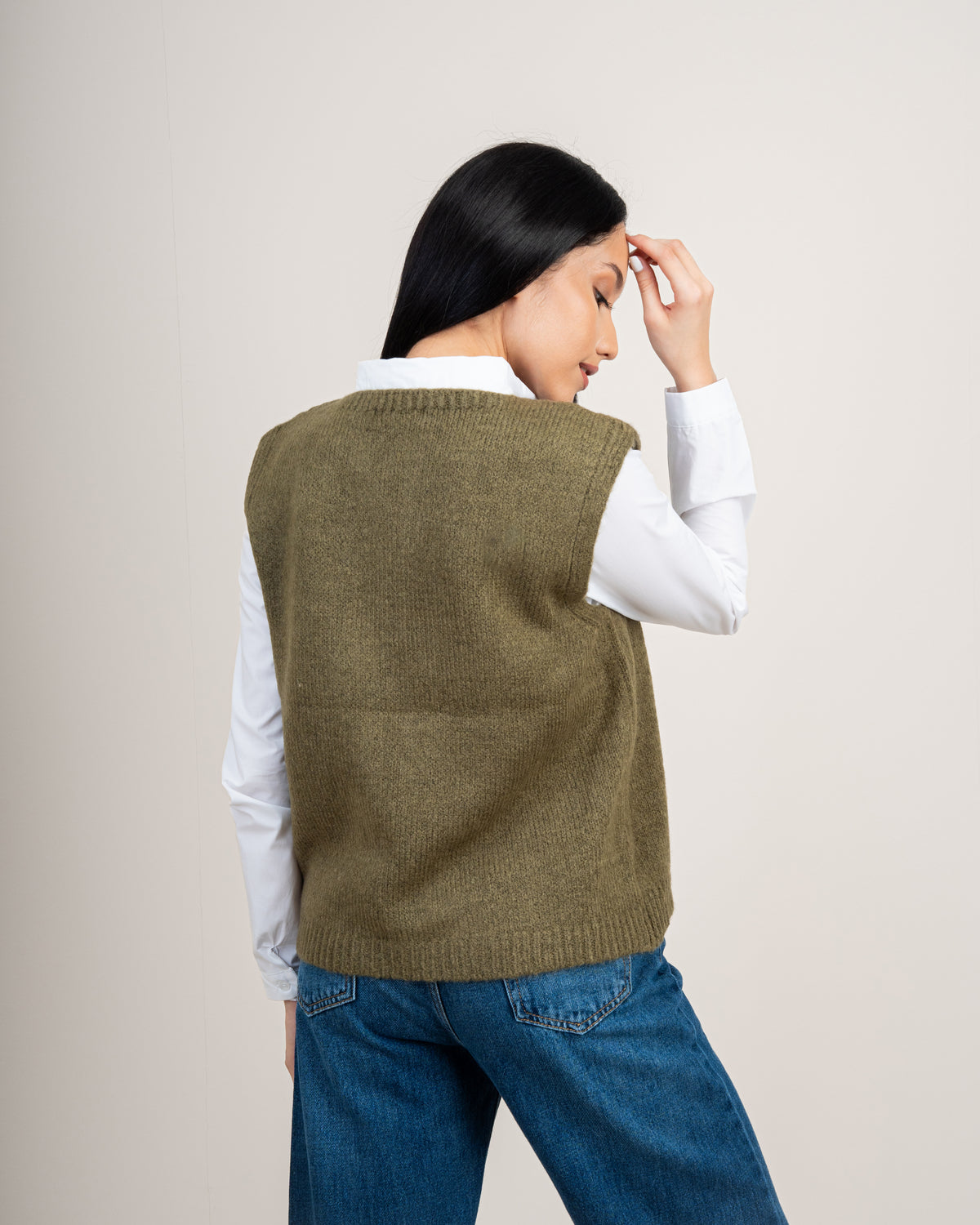 Open Sleeveless Vest - With Front Tie