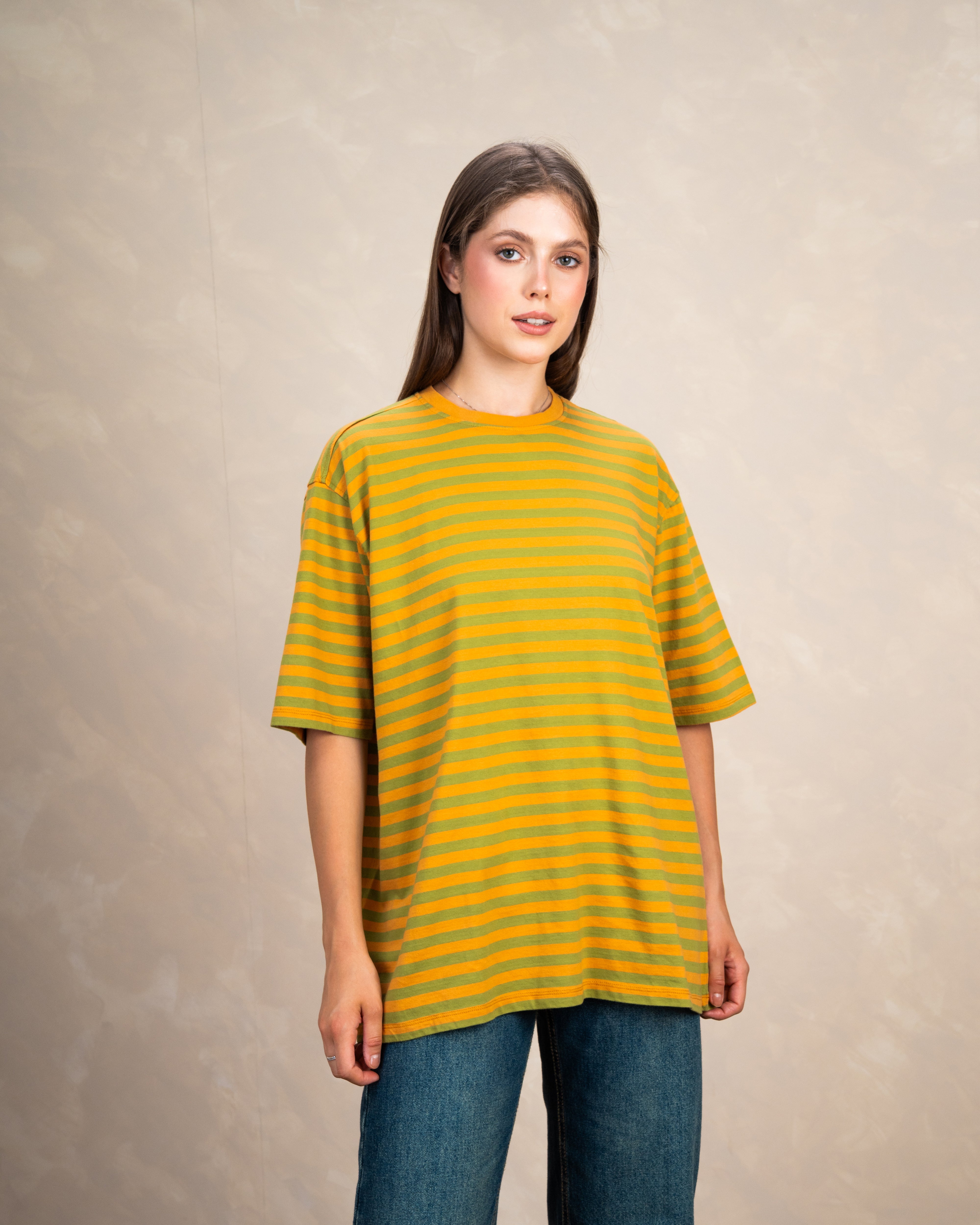 Long Colorful Striped Basic Top