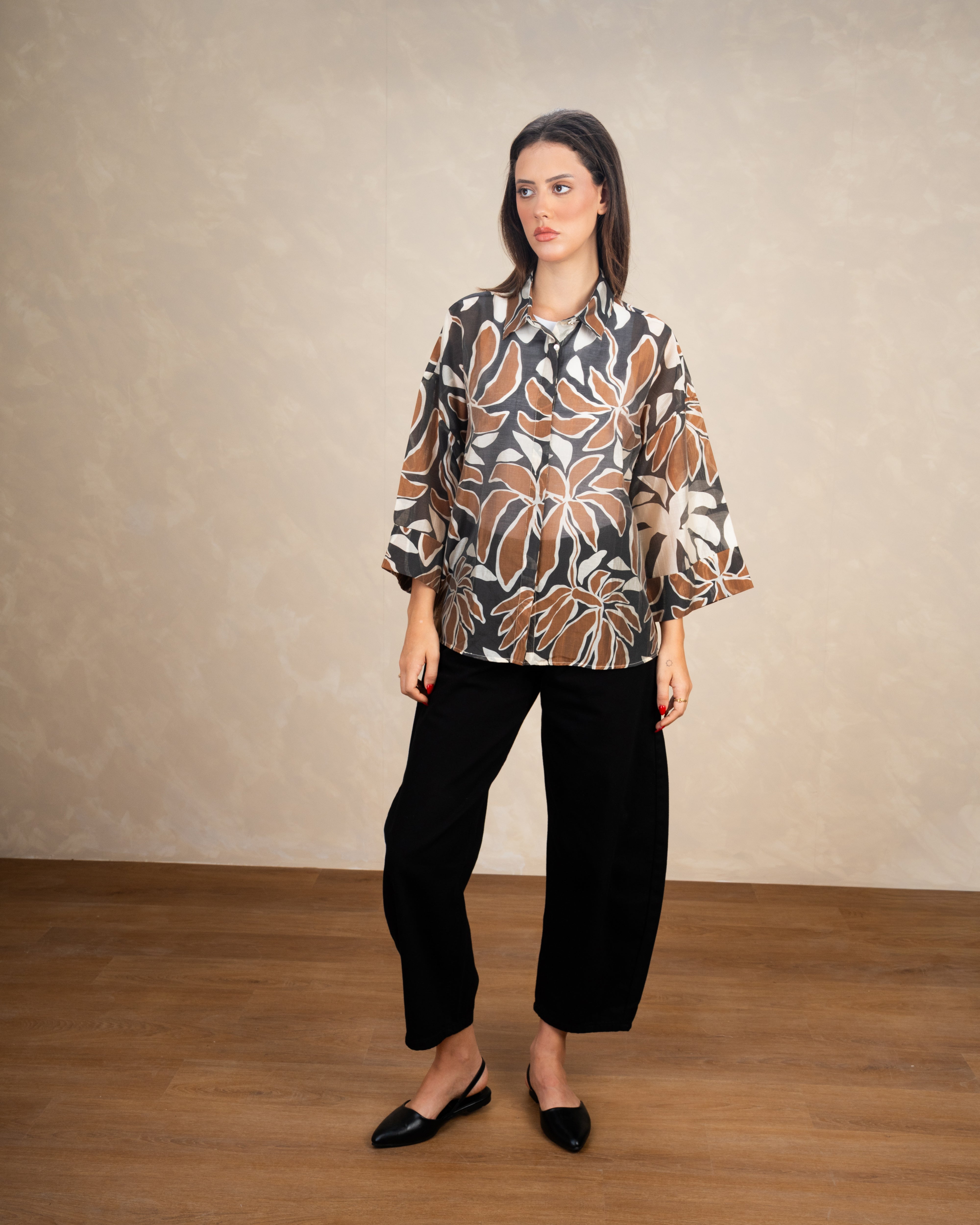 Floral Print Shirt With Short Sleeves