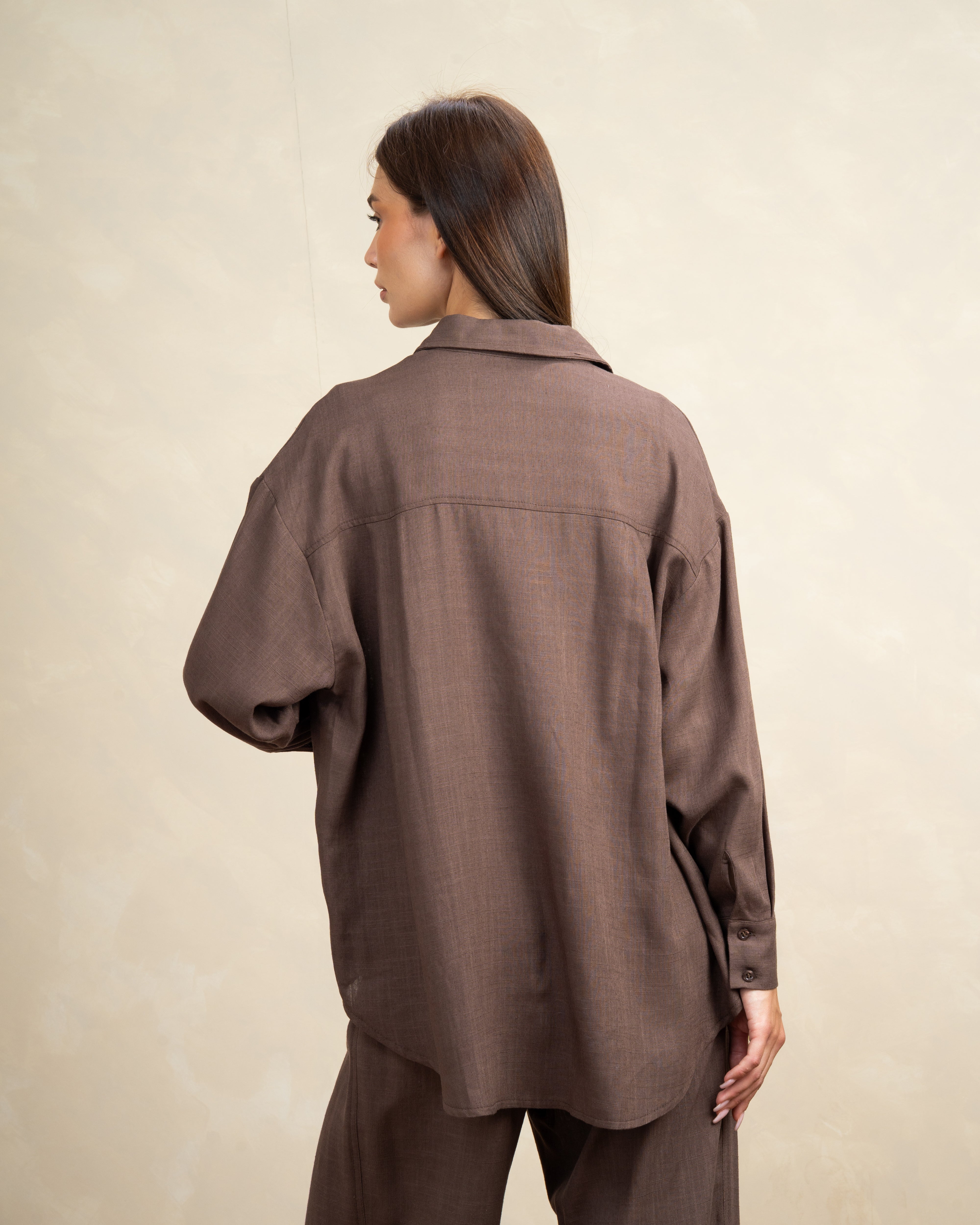 Plain Linen Shirt With Colored Buttons