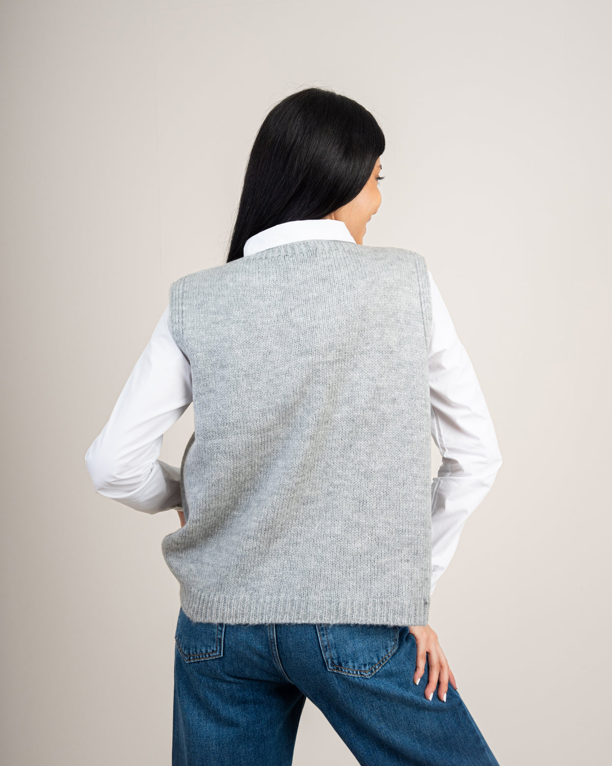 Open Sleeveless Vest - With Front Tie