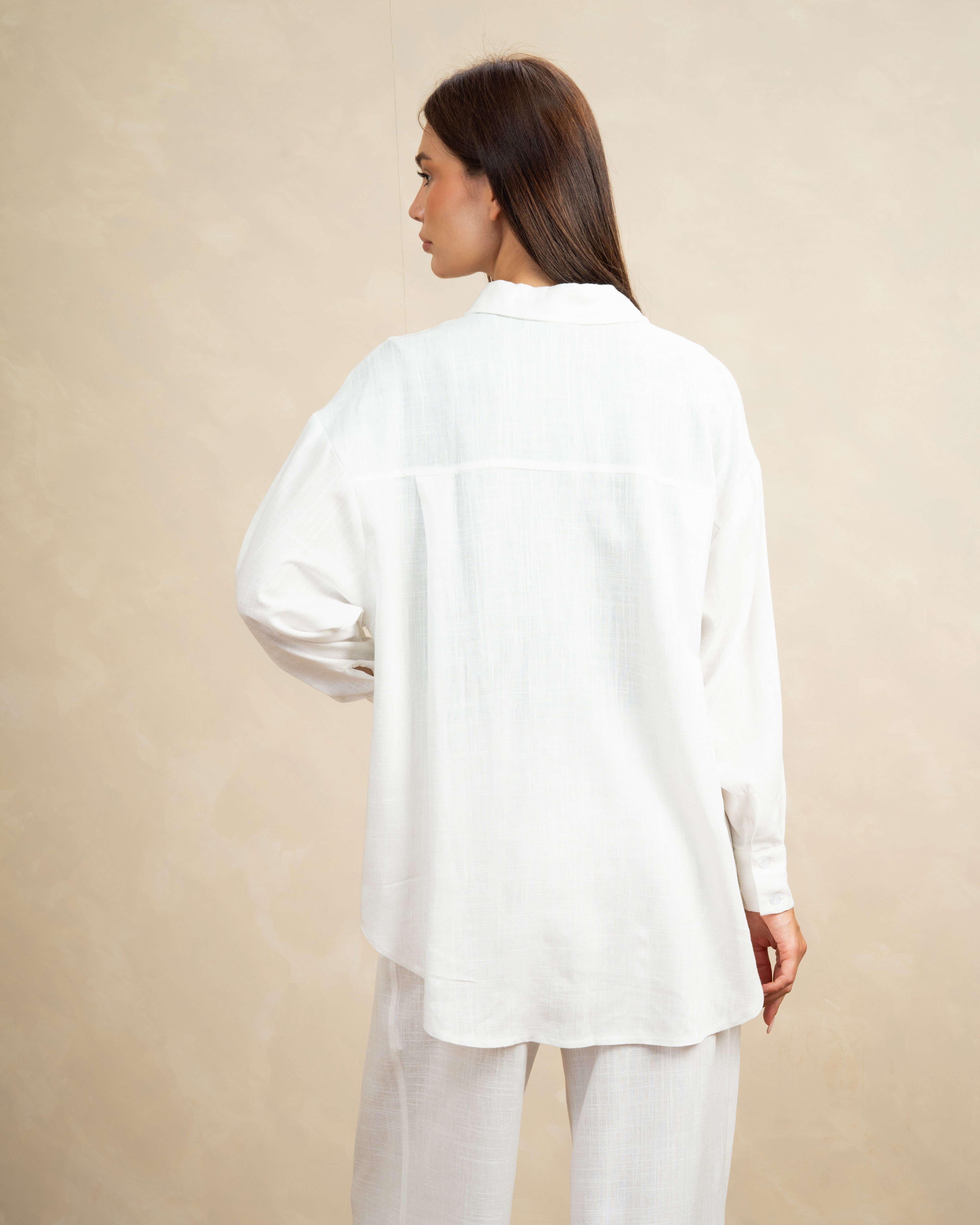 Plain Linen Shirt With Colored Buttons