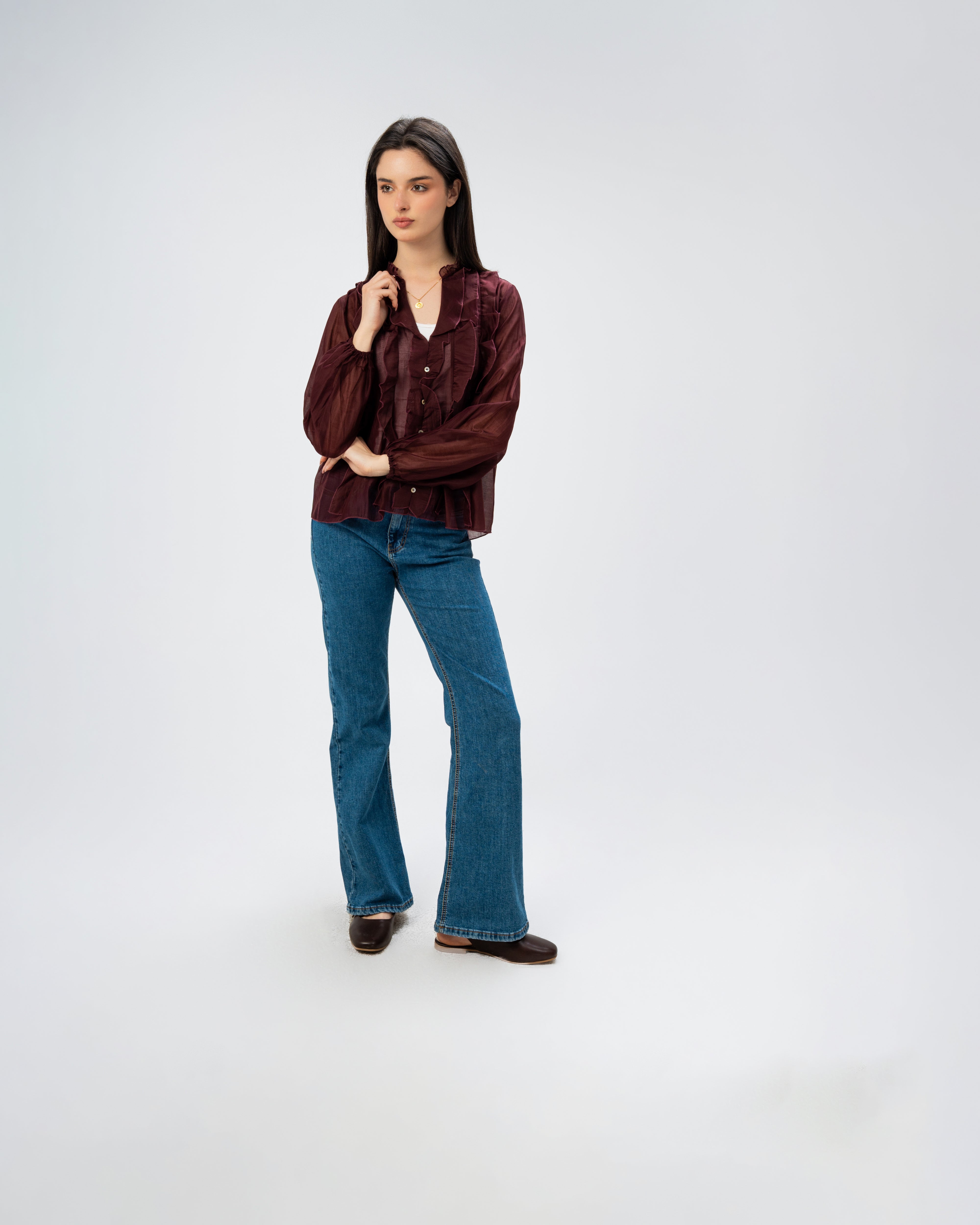 Plain chemise with ruffles