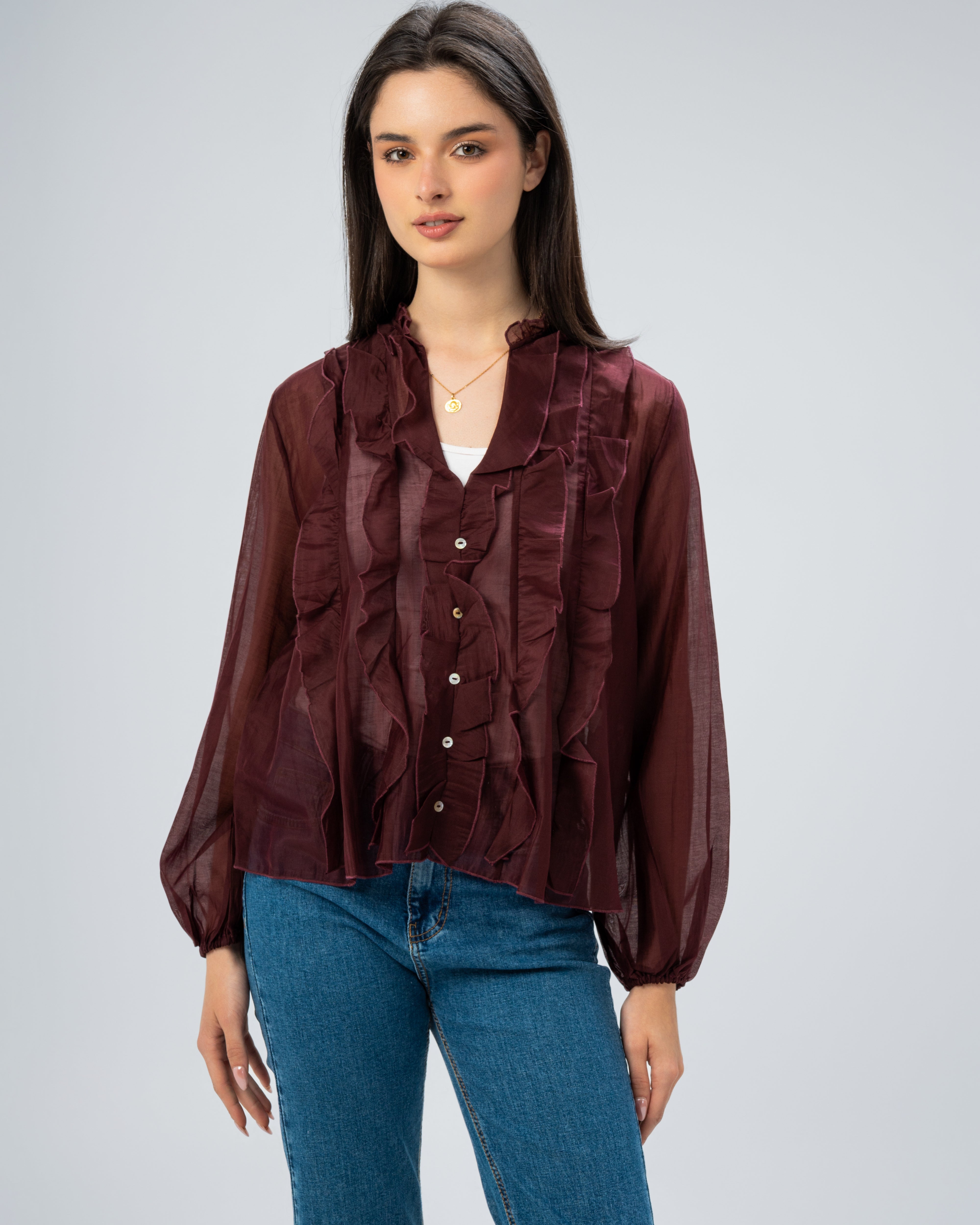 Plain chemise with ruffles