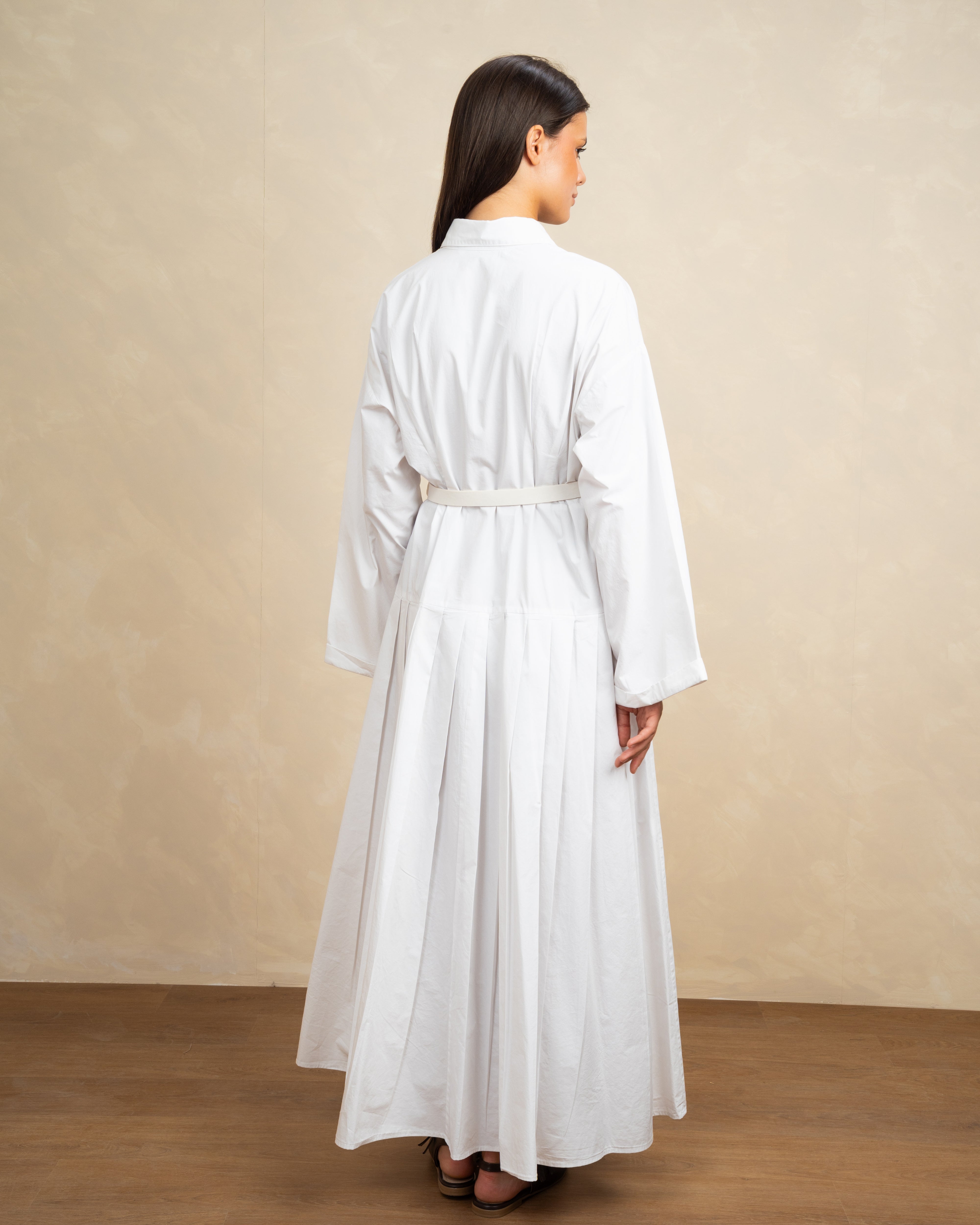 Wide Dress With Belt And Wide Sleeves