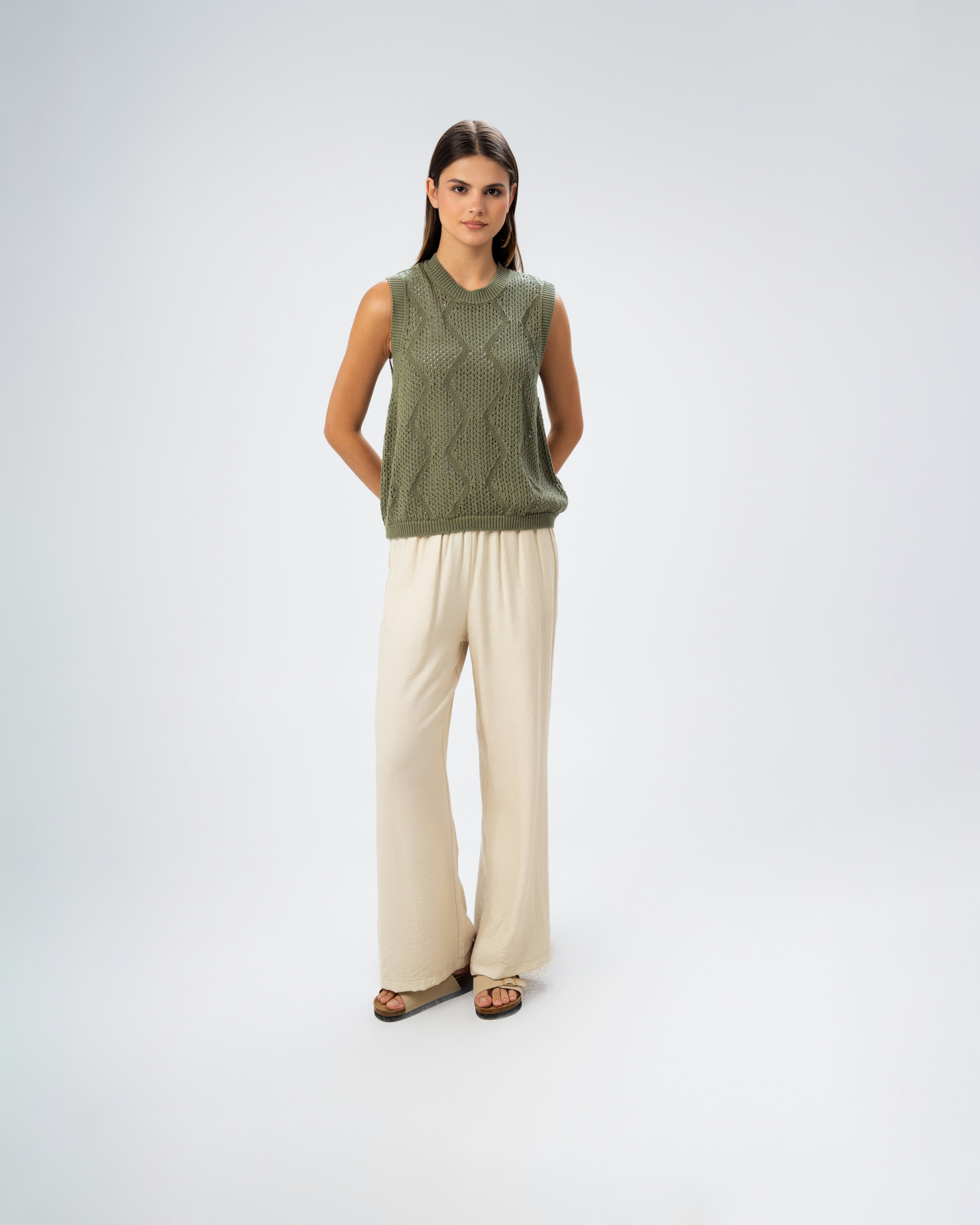 Knitwear Vest With Ribbed Embroidery