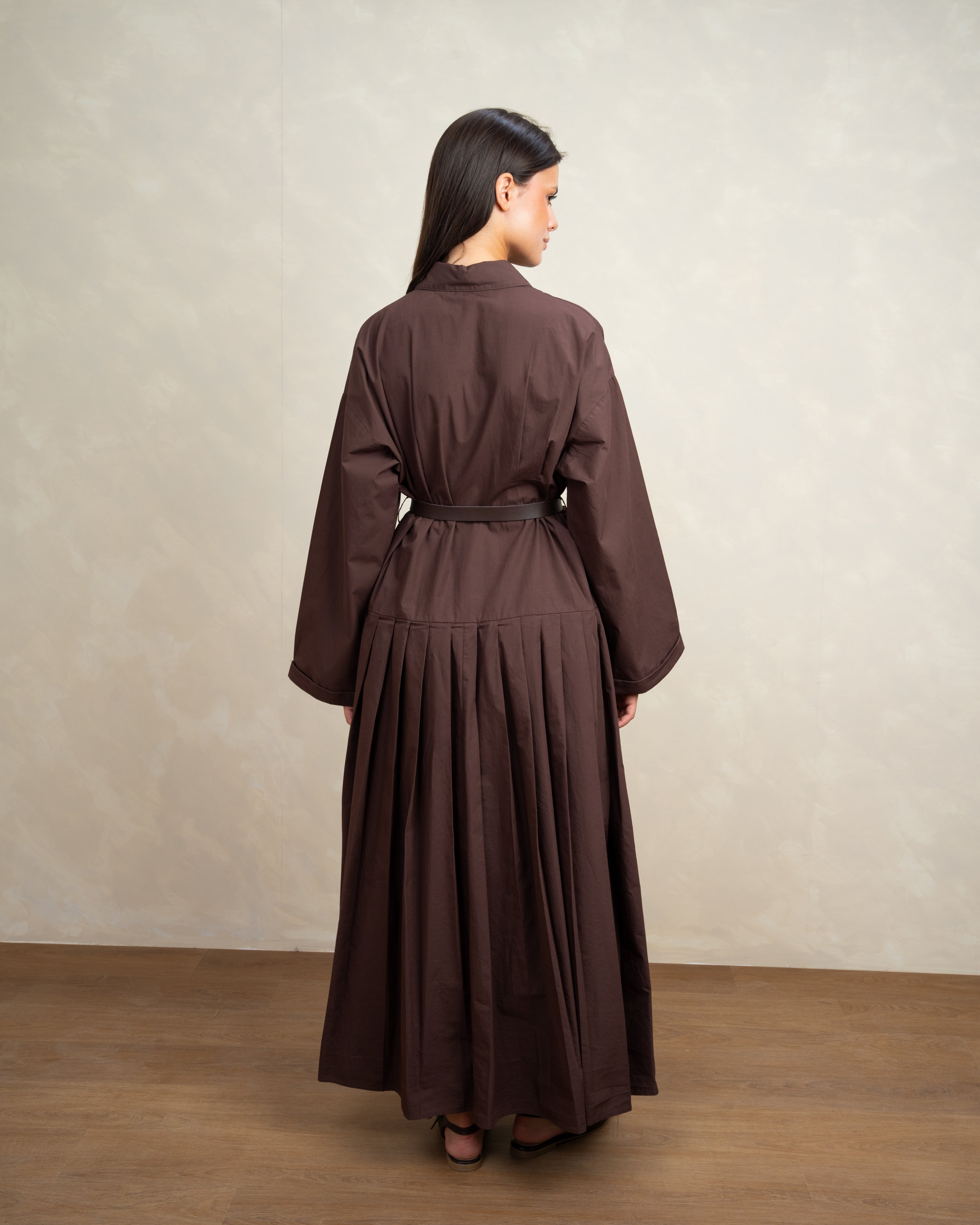 Wide Dress With Belt And Wide Sleeves