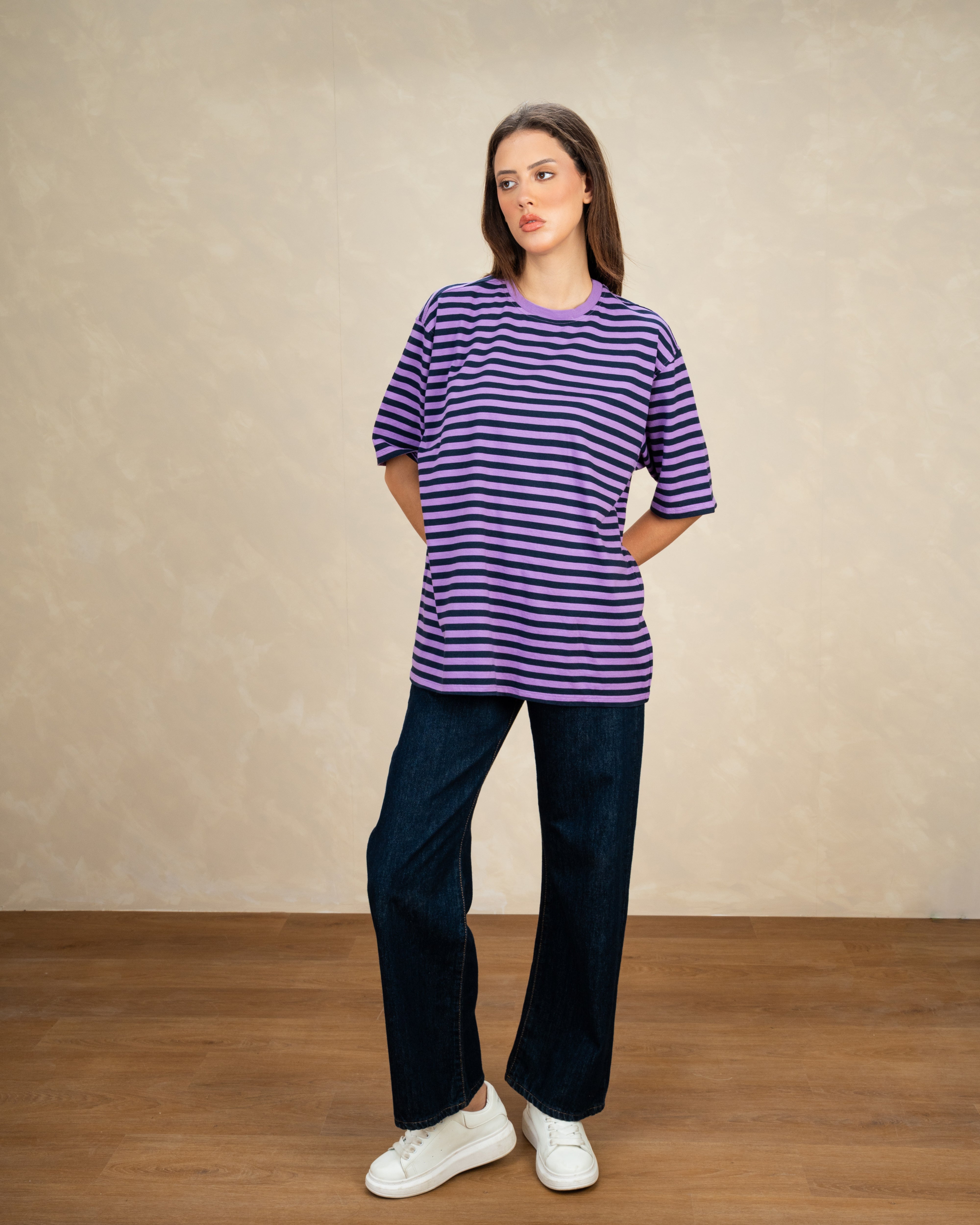 Long Colorful Striped Basic Top
