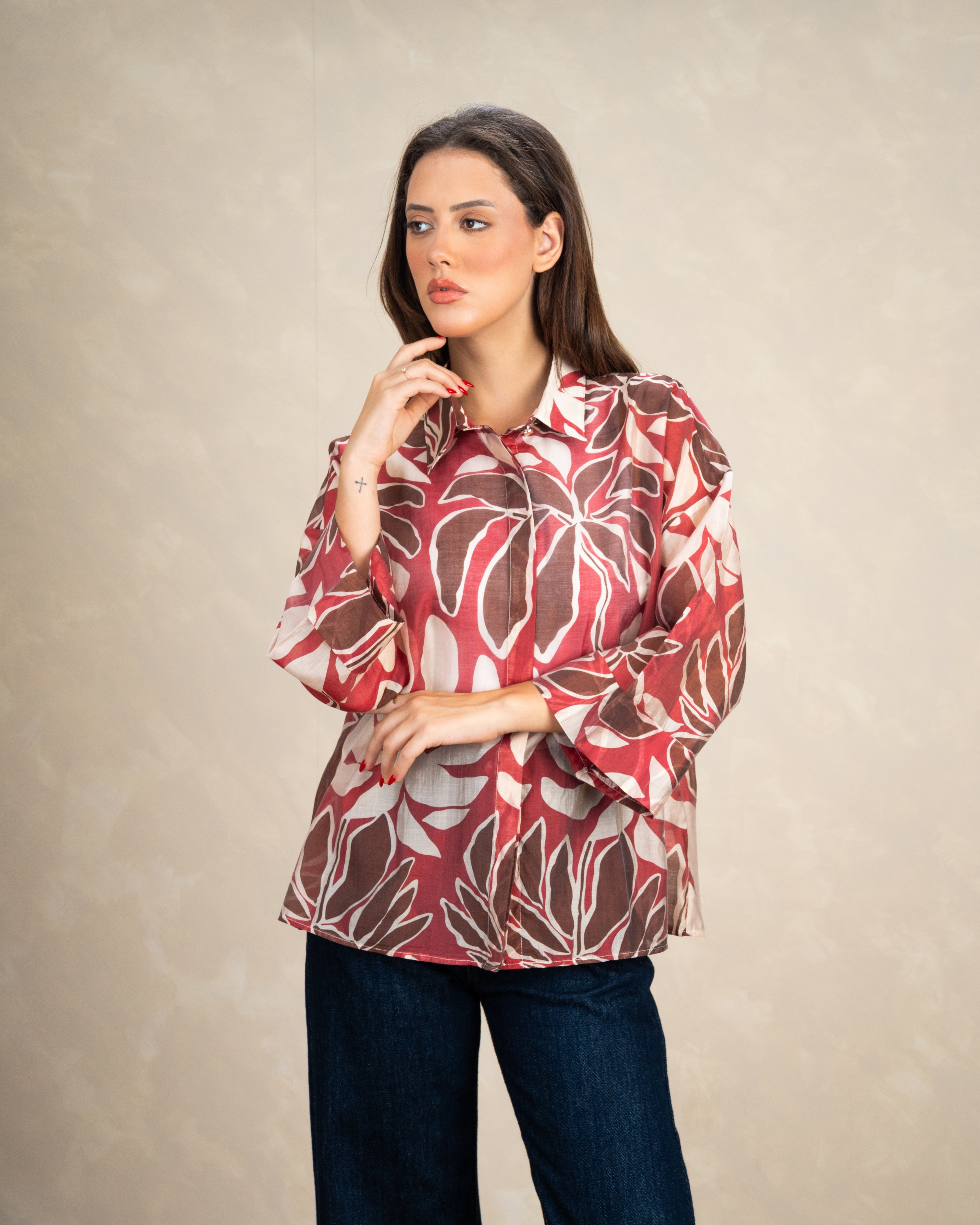 Floral Print Shirt With Short Sleeves