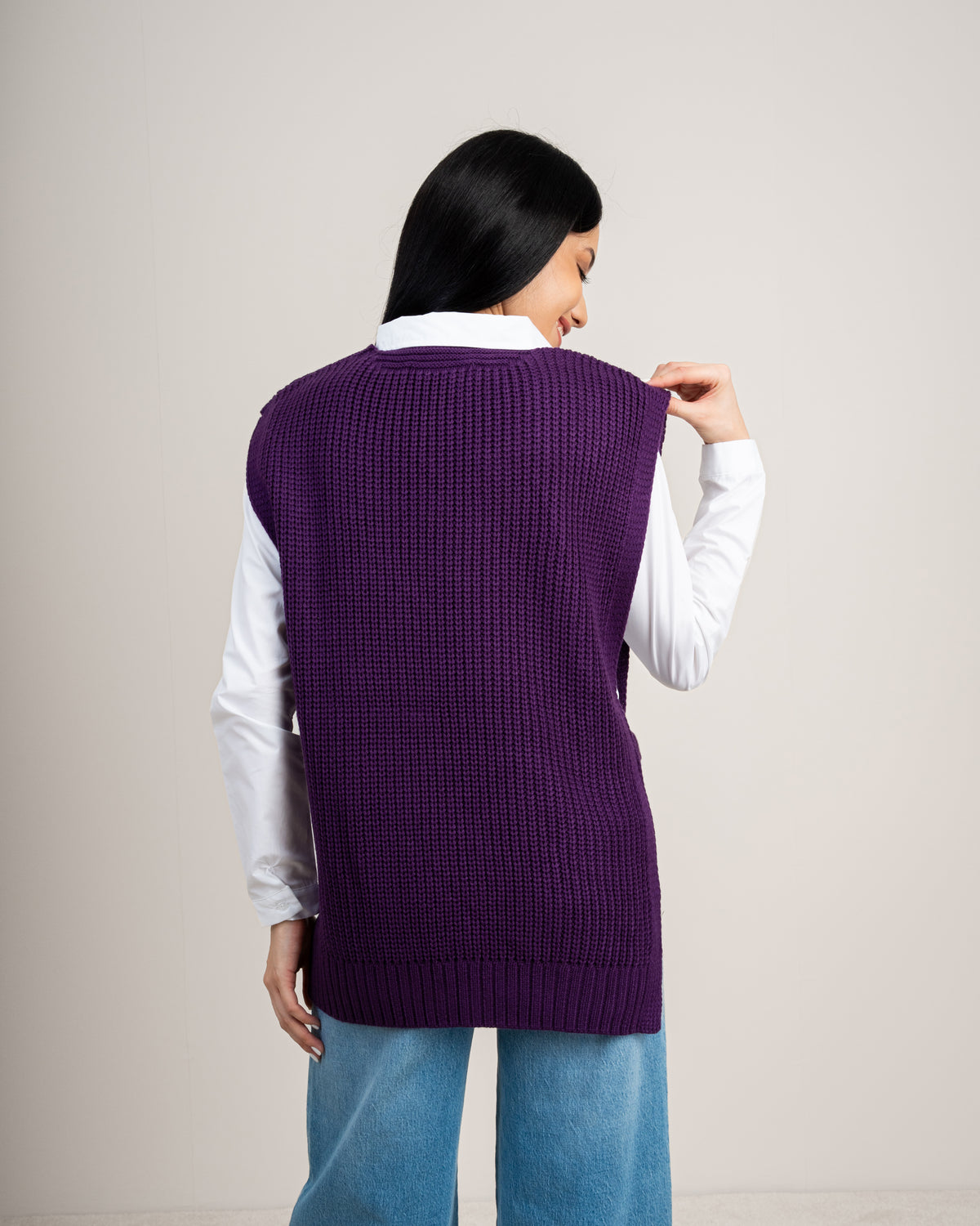 Cable Knitwear Vest - With Belt