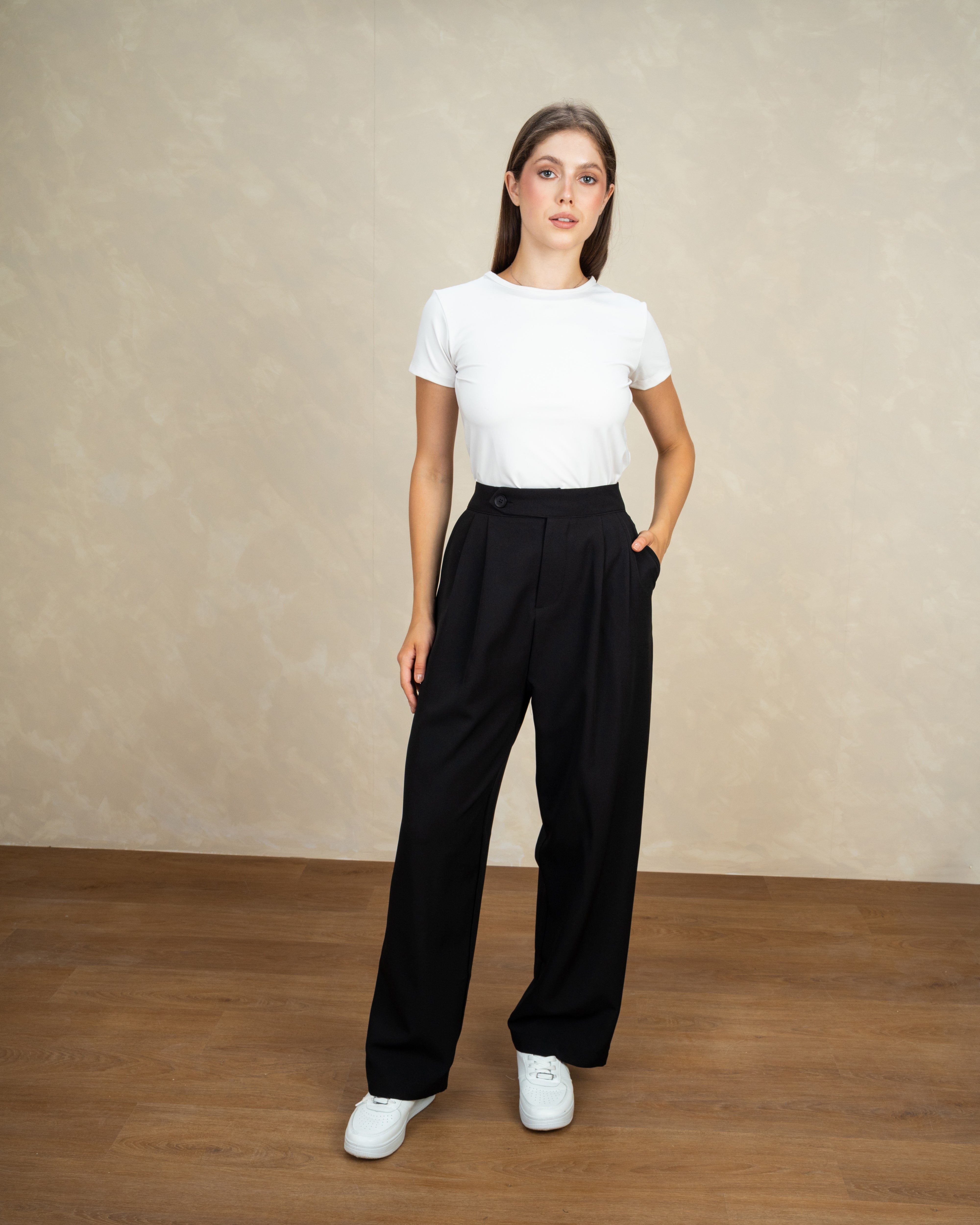 Classic Plain Trousers With Single Button