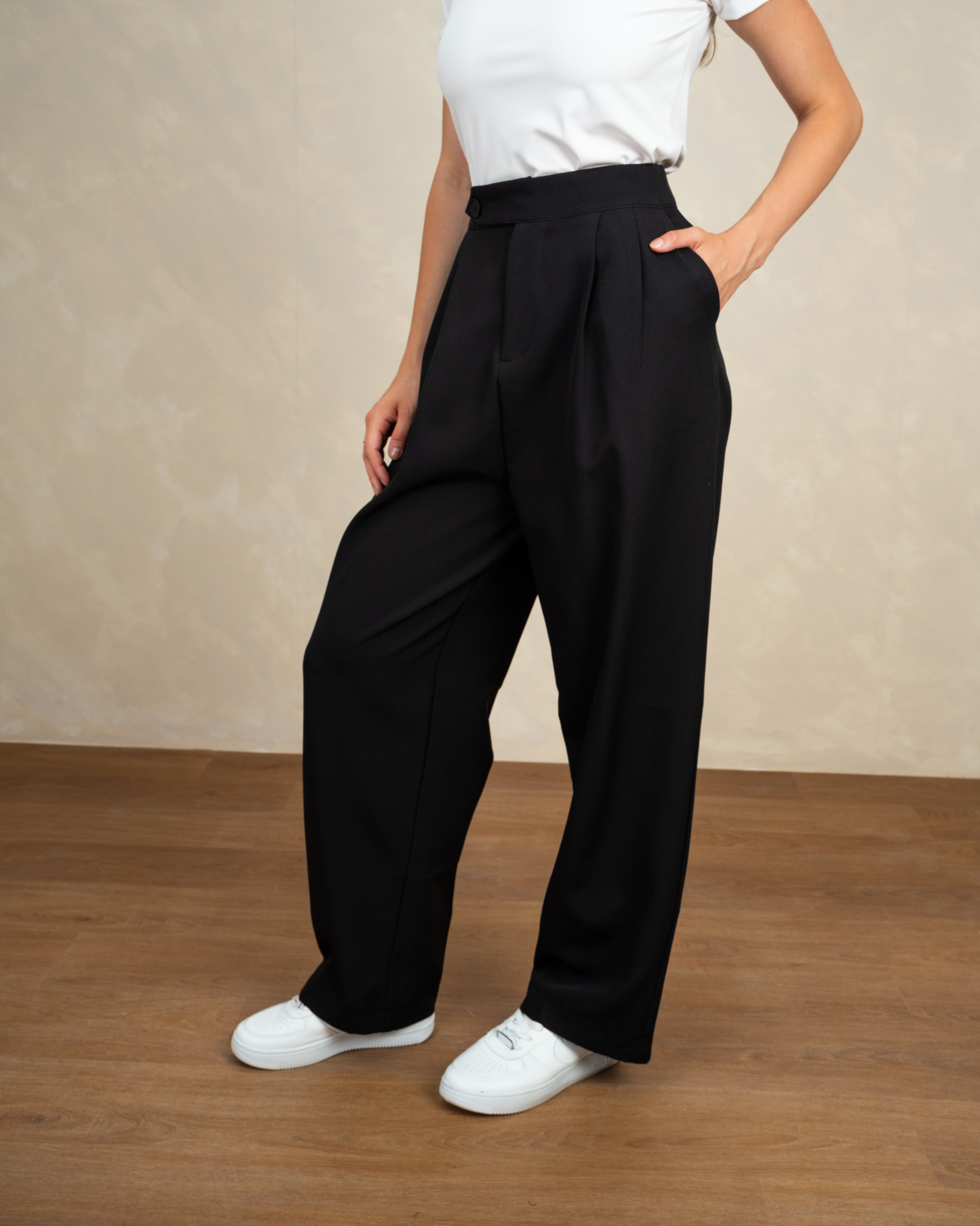 Classic Plain Trousers With Single Button