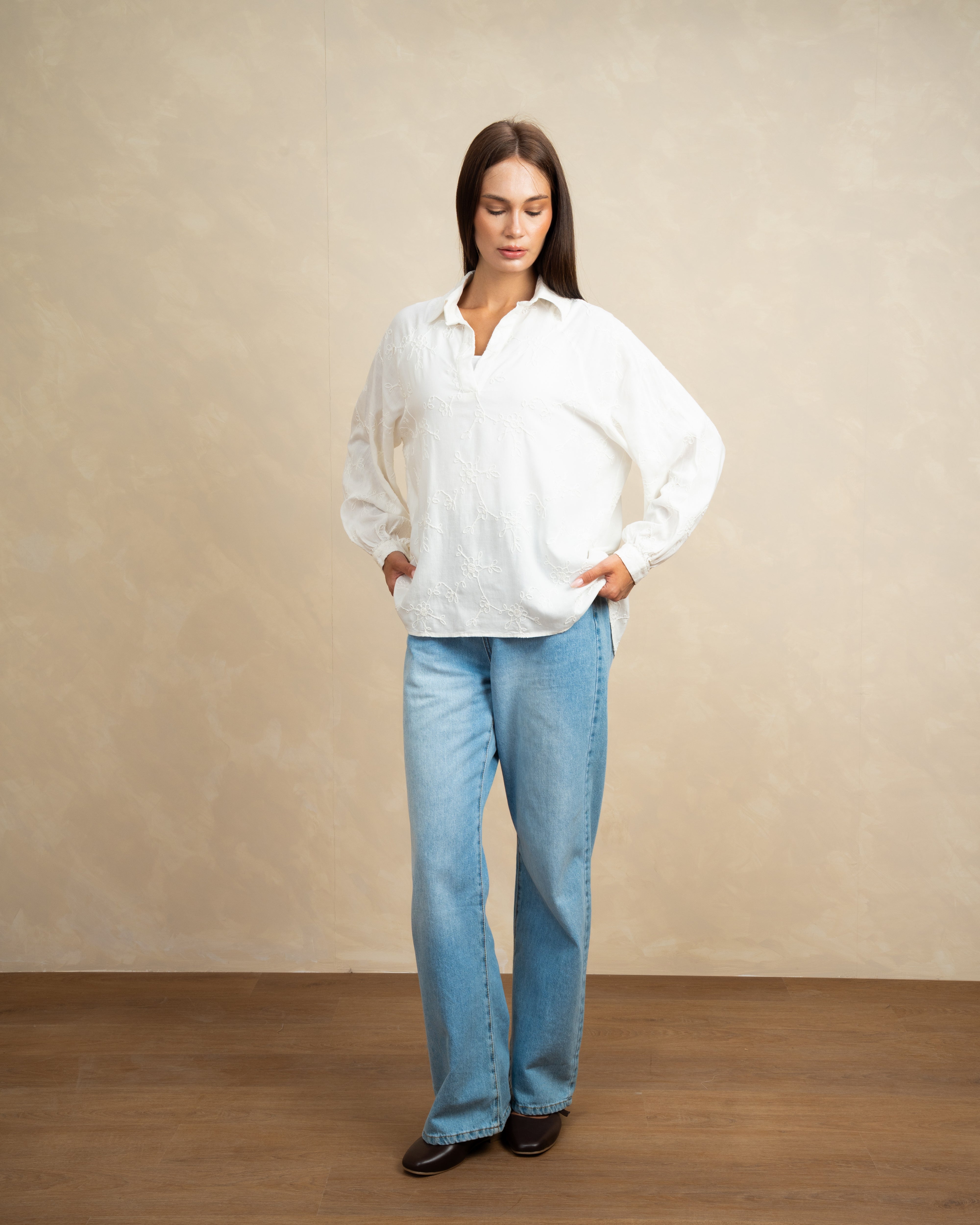 Floral Branch Embroidered Blouse