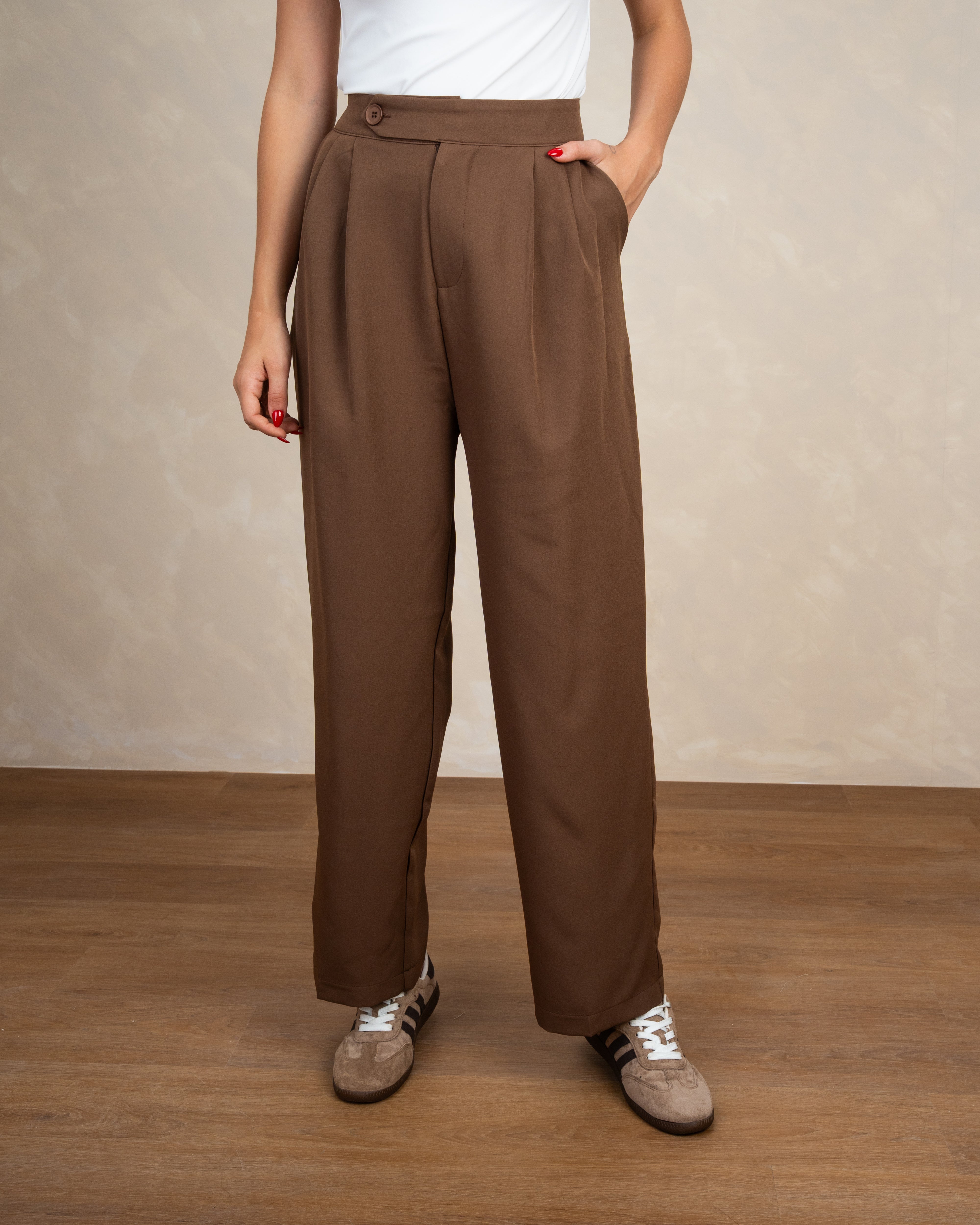 Classic Plain Trousers With Single Button