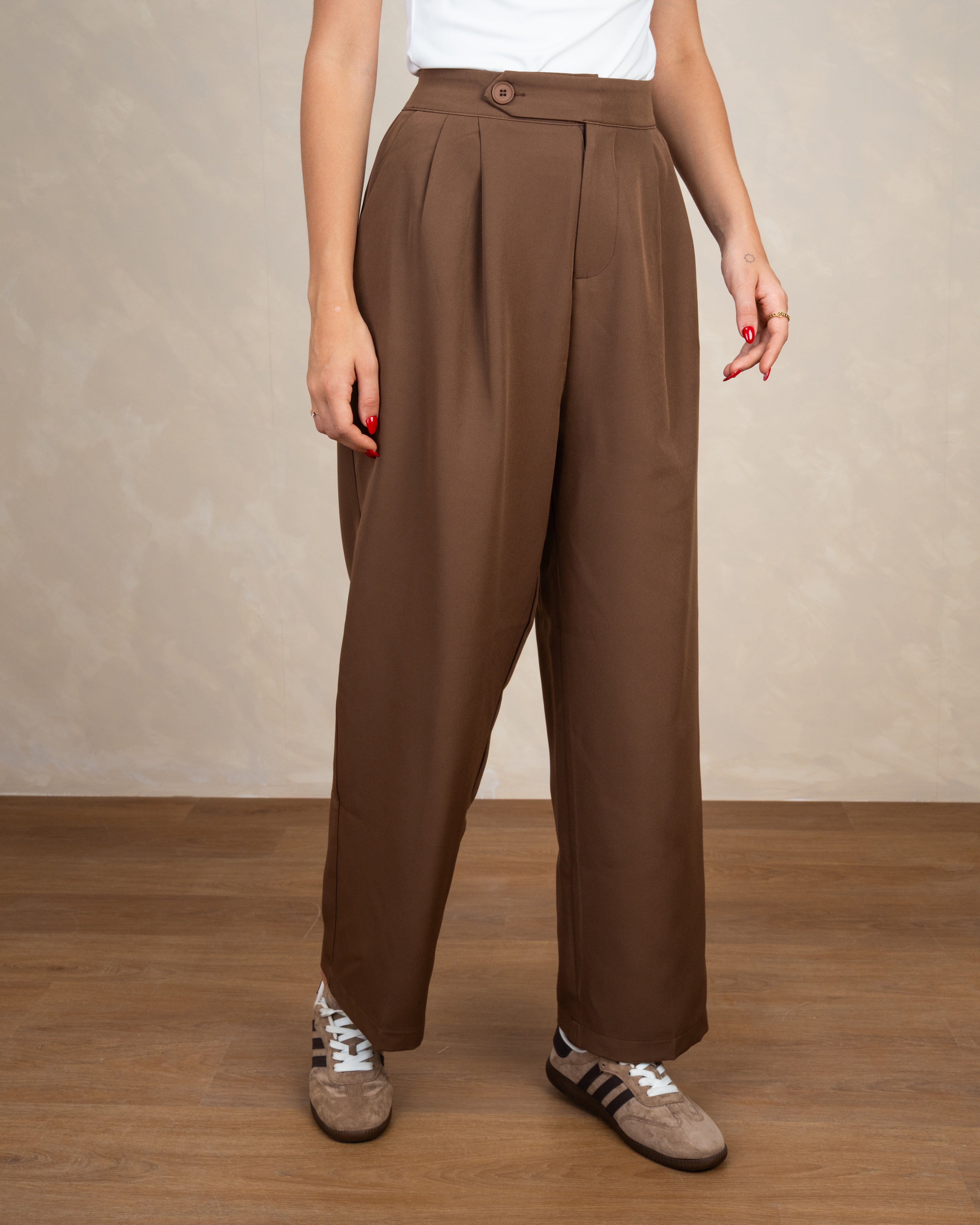 Classic Plain Trousers With Single Button