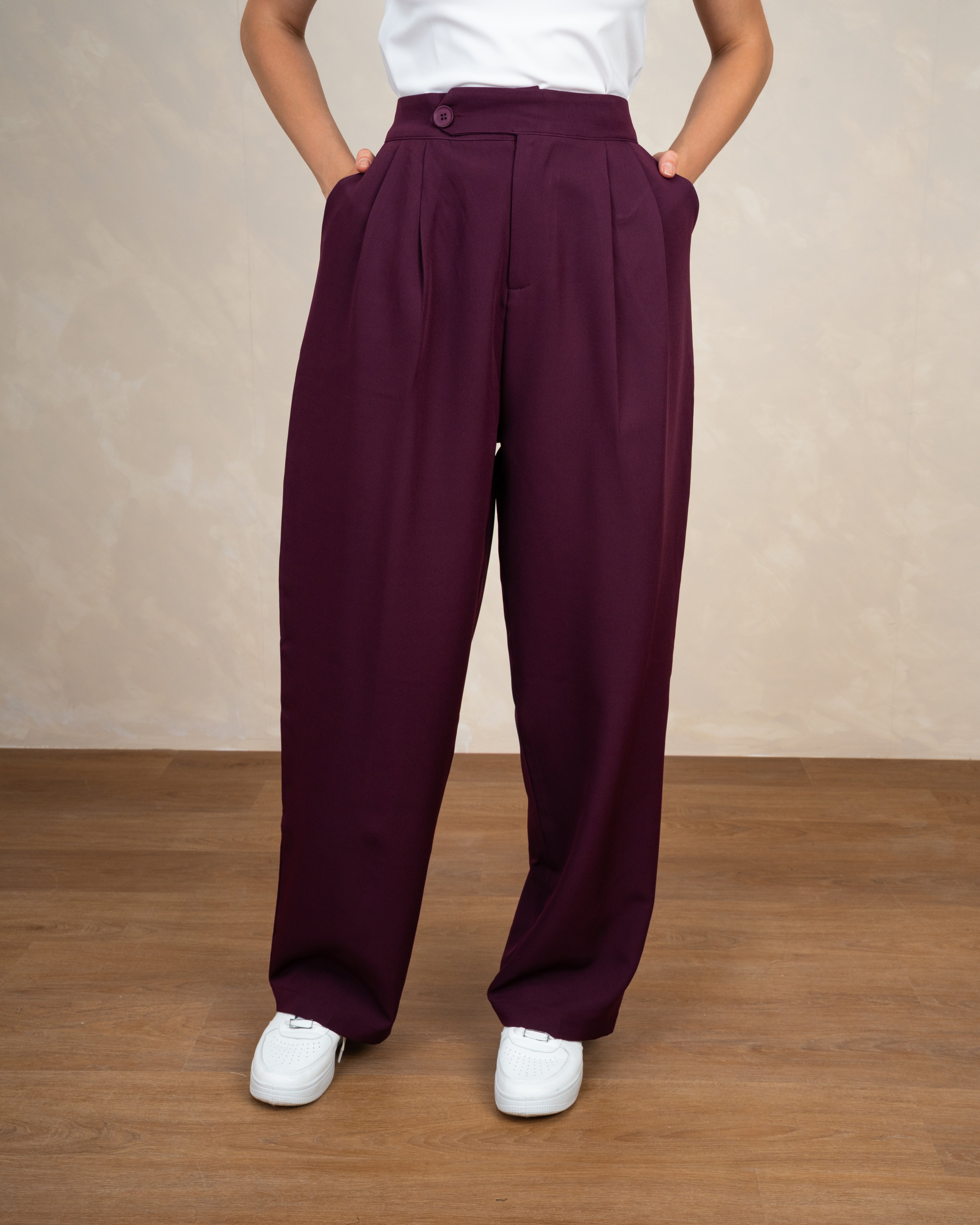 Classic Plain Trousers With Single Button