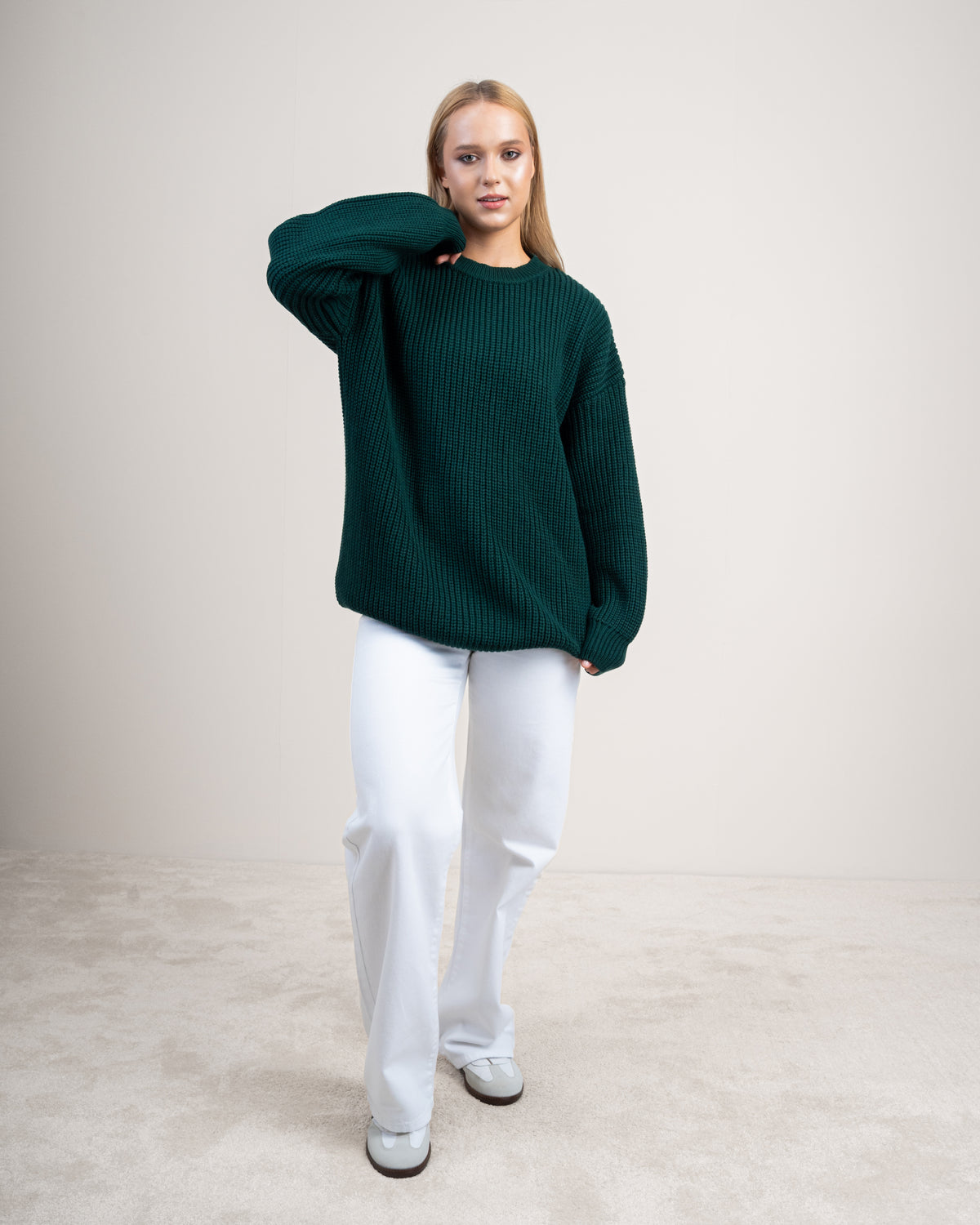 Plain Textured Knitwear Pullover