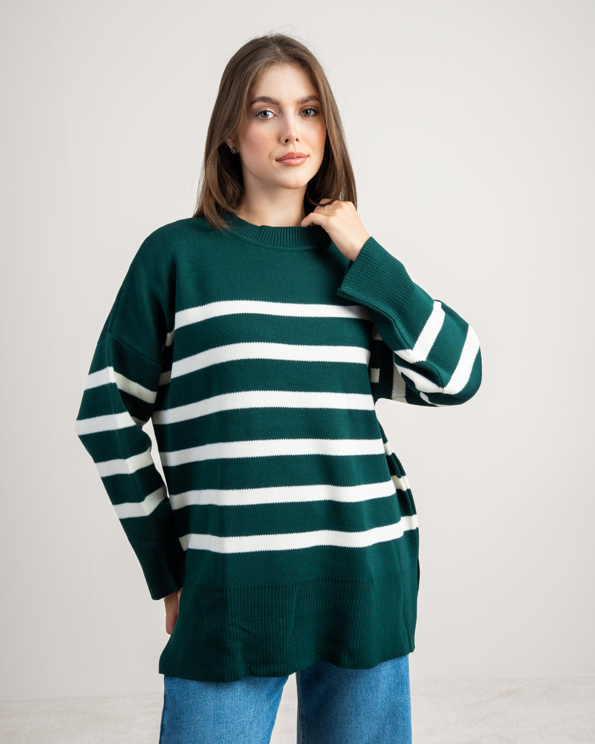 Long Striped Knitwear Pullover