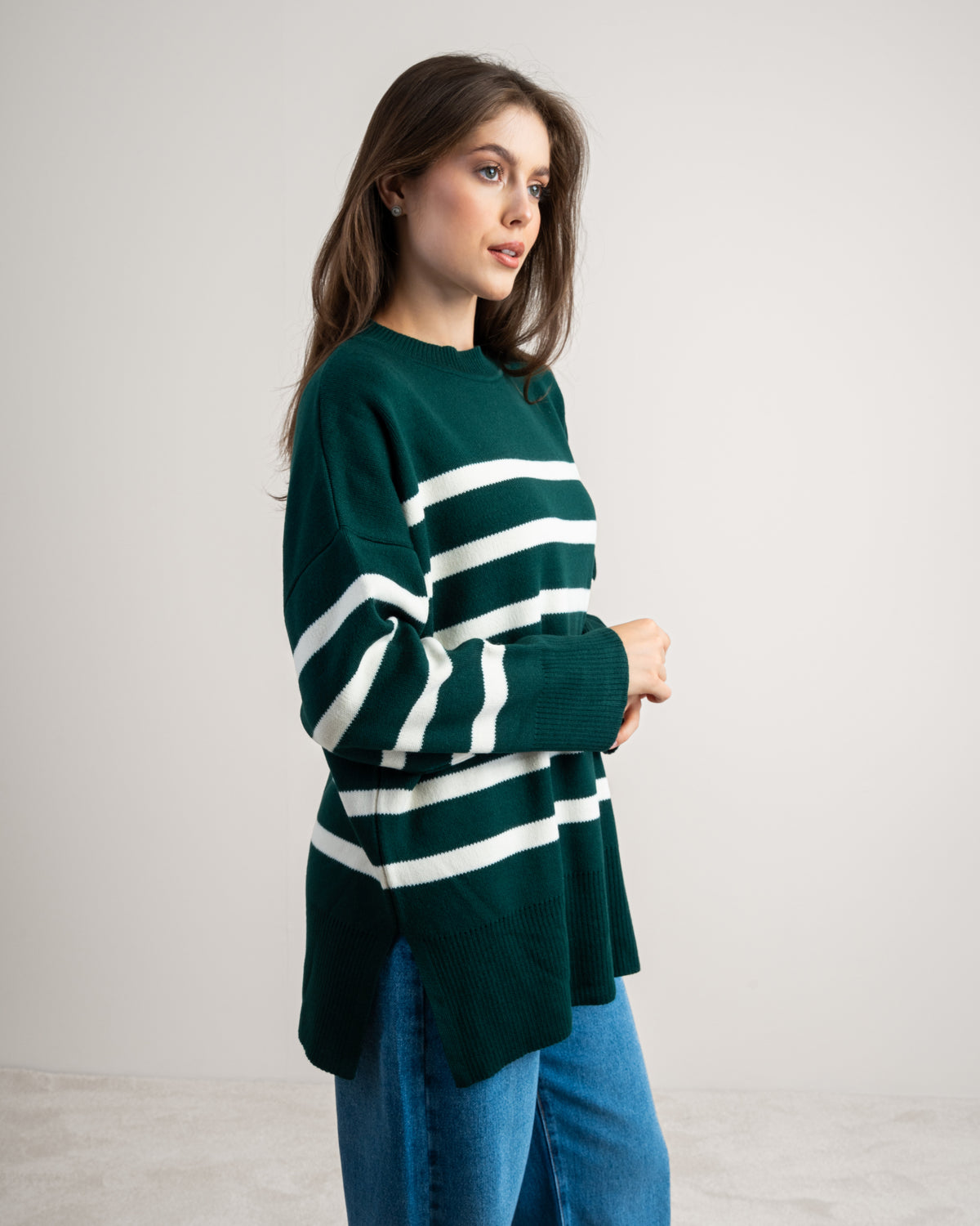 Long Striped Knitwear Pullover