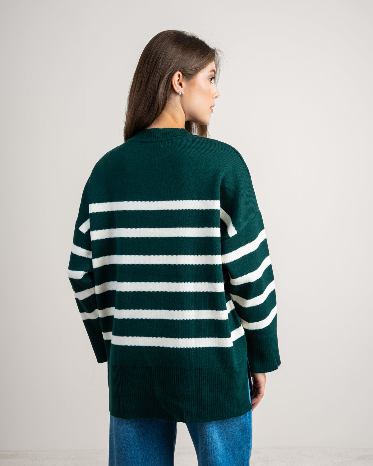 Long Striped Knitwear Pullover