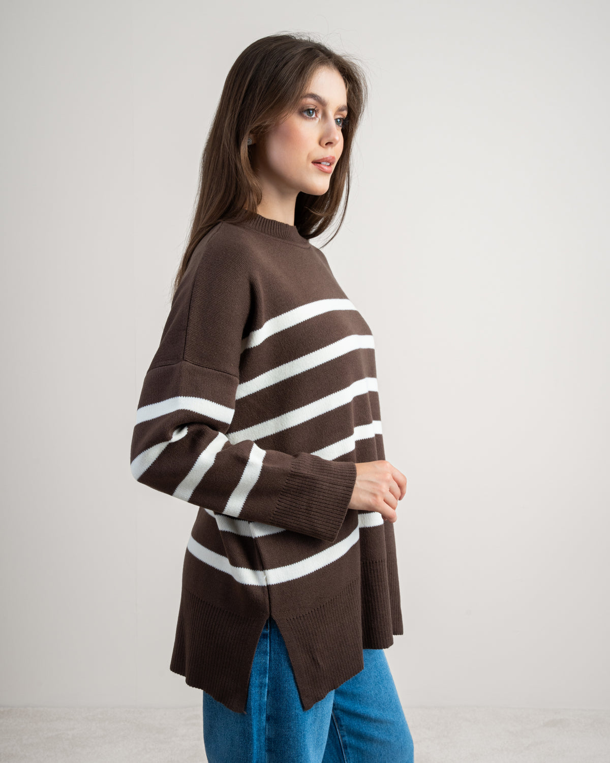 Long Striped Knitwear Pullover