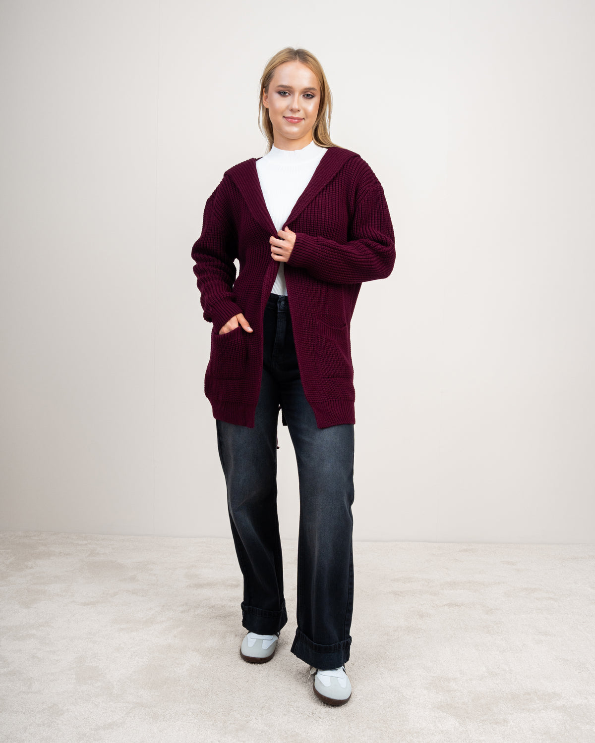 Knitwear Cardigan With Cable - Knit Back
