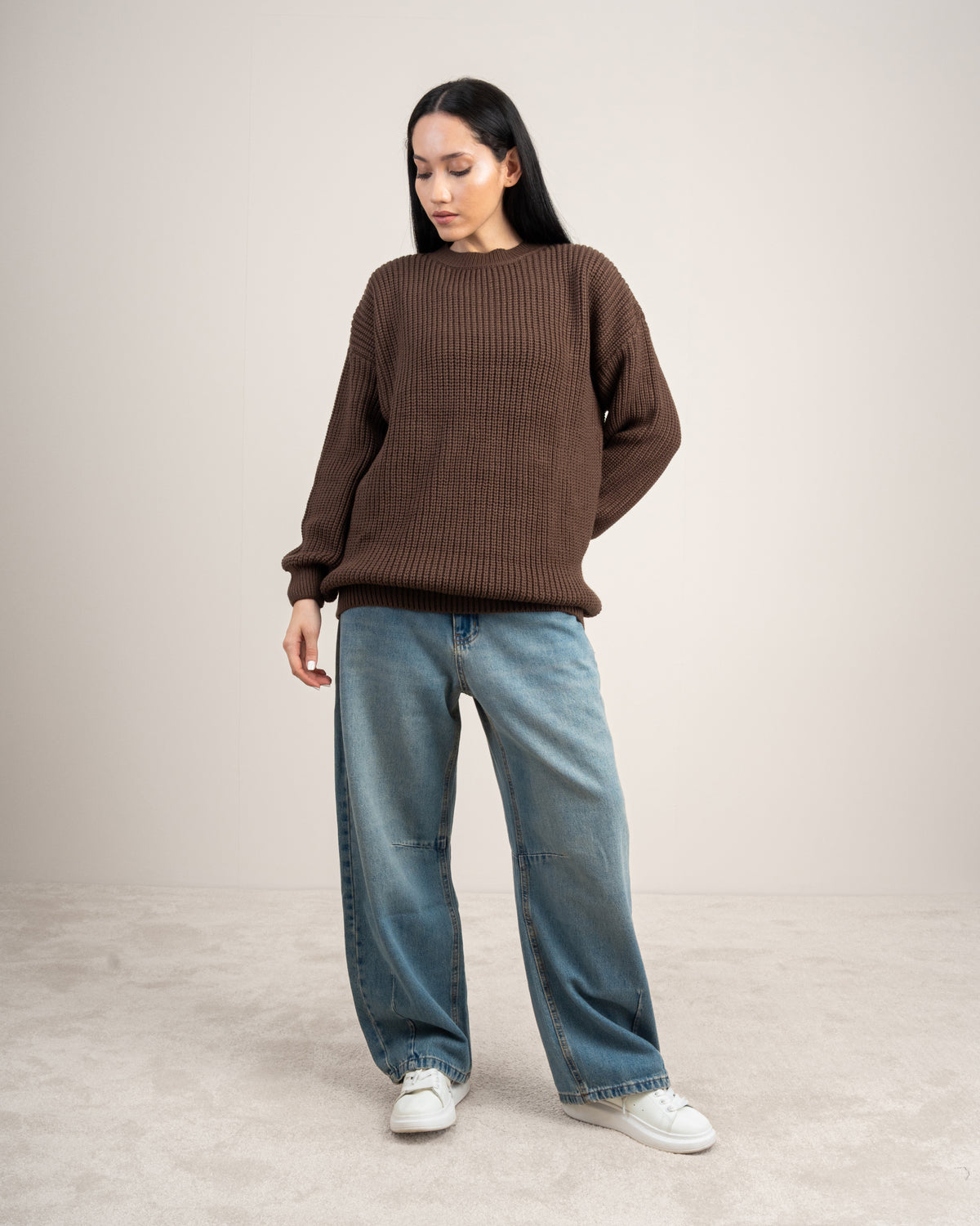 Plain Textured Knitwear Pullover