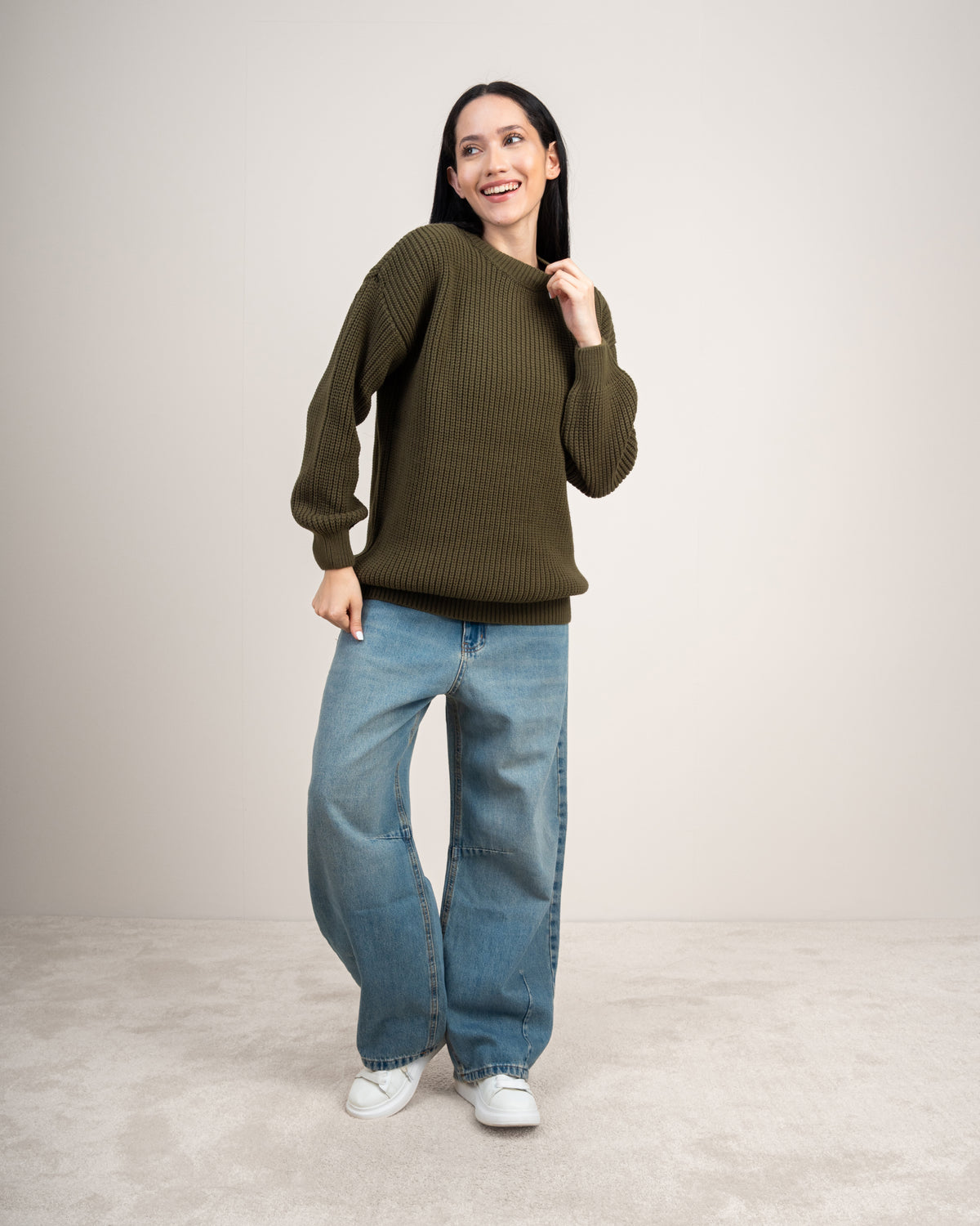 Plain Textured Knitwear Pullover