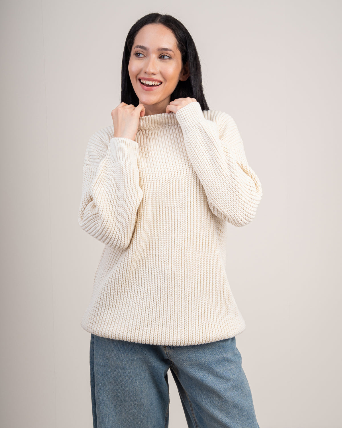 Plain Textured Knitwear Pullover