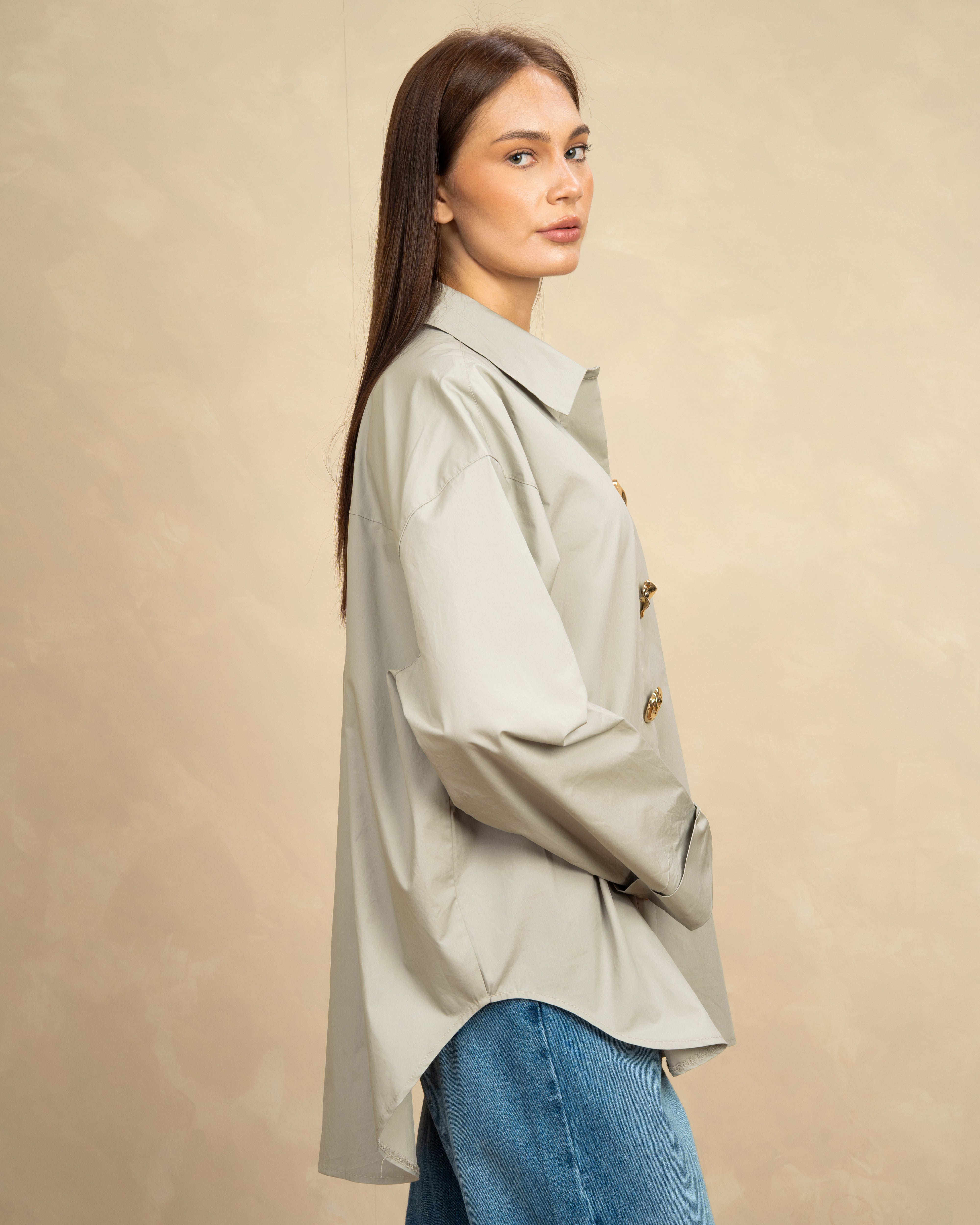 Poplin Shirt With Gold Buttons
