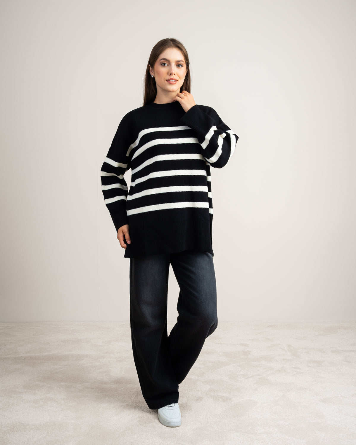 Long Striped Knitwear Pullover