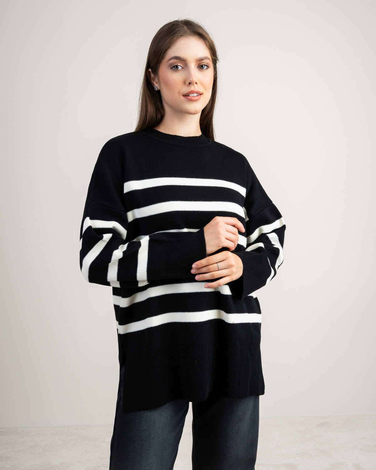 Long Striped Knitwear Pullover