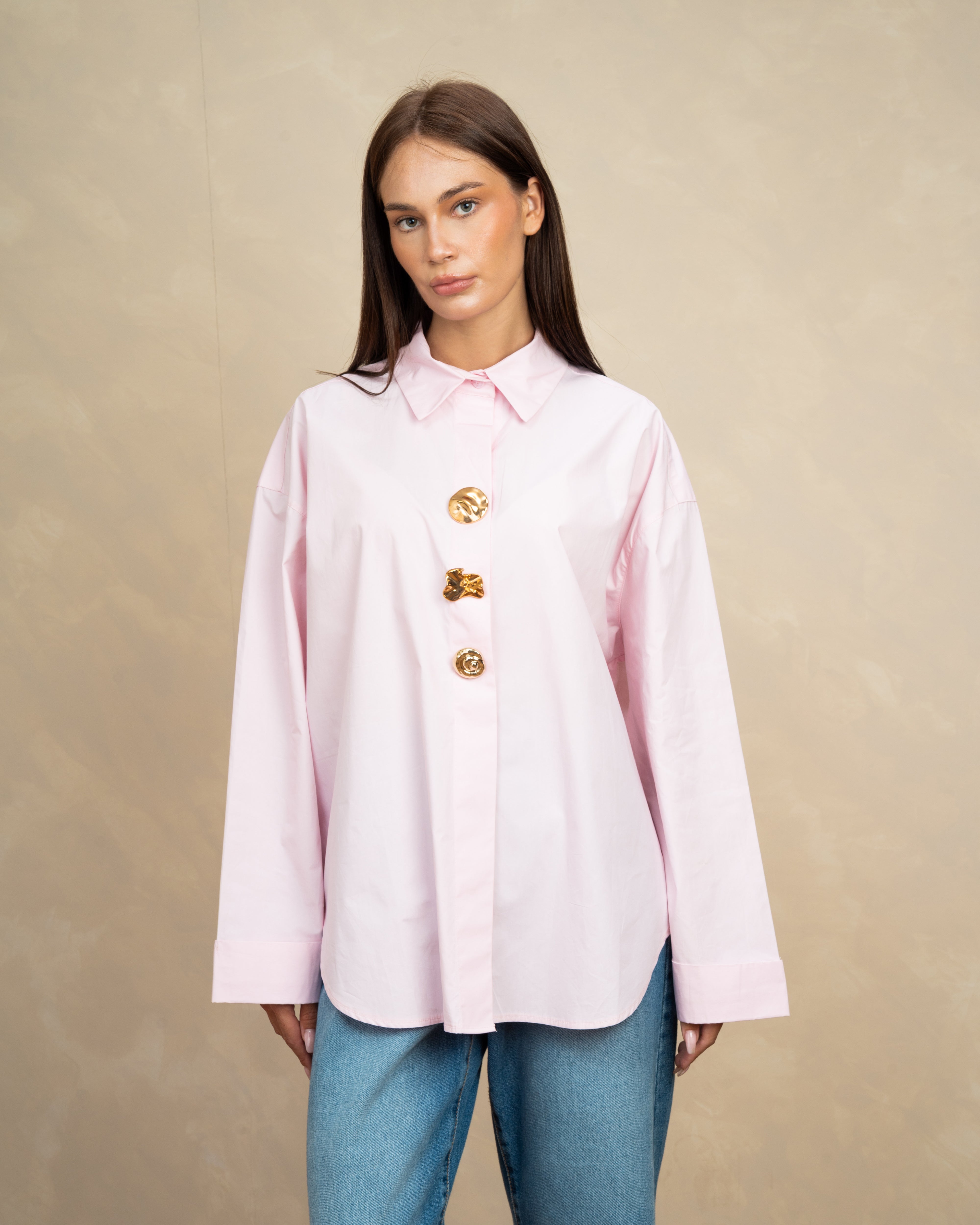Poplin Shirt With Gold Buttons