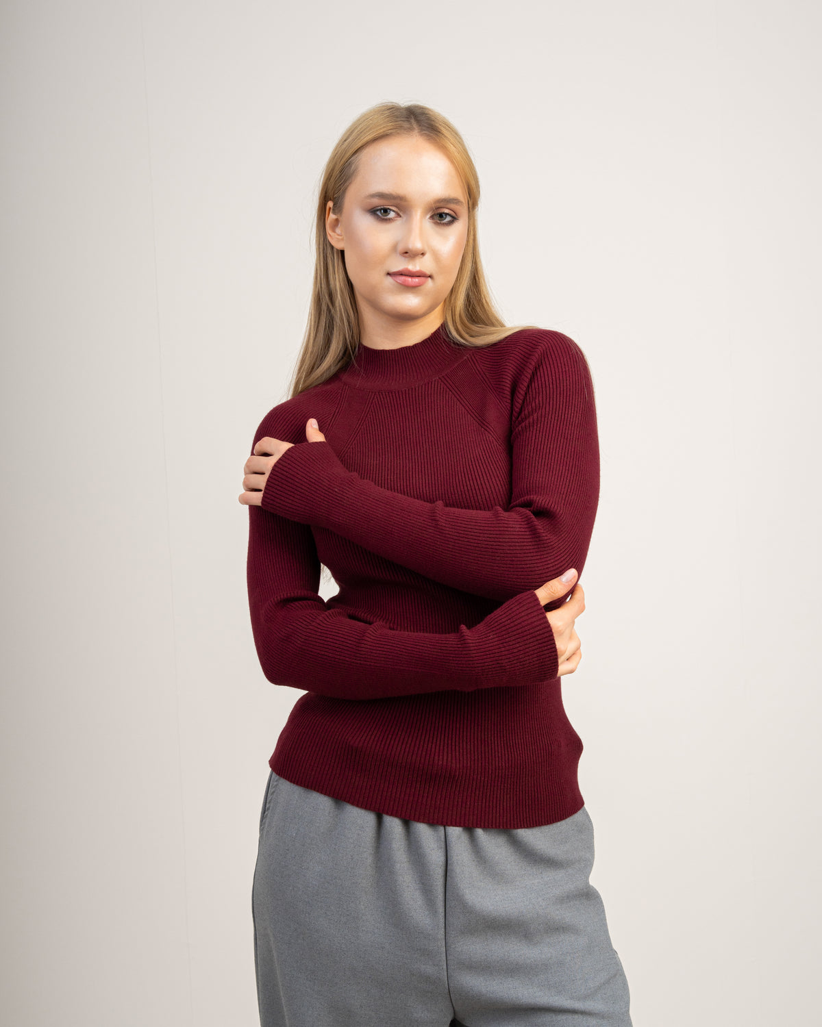 Plain Basic Top - With Neckline Stripes