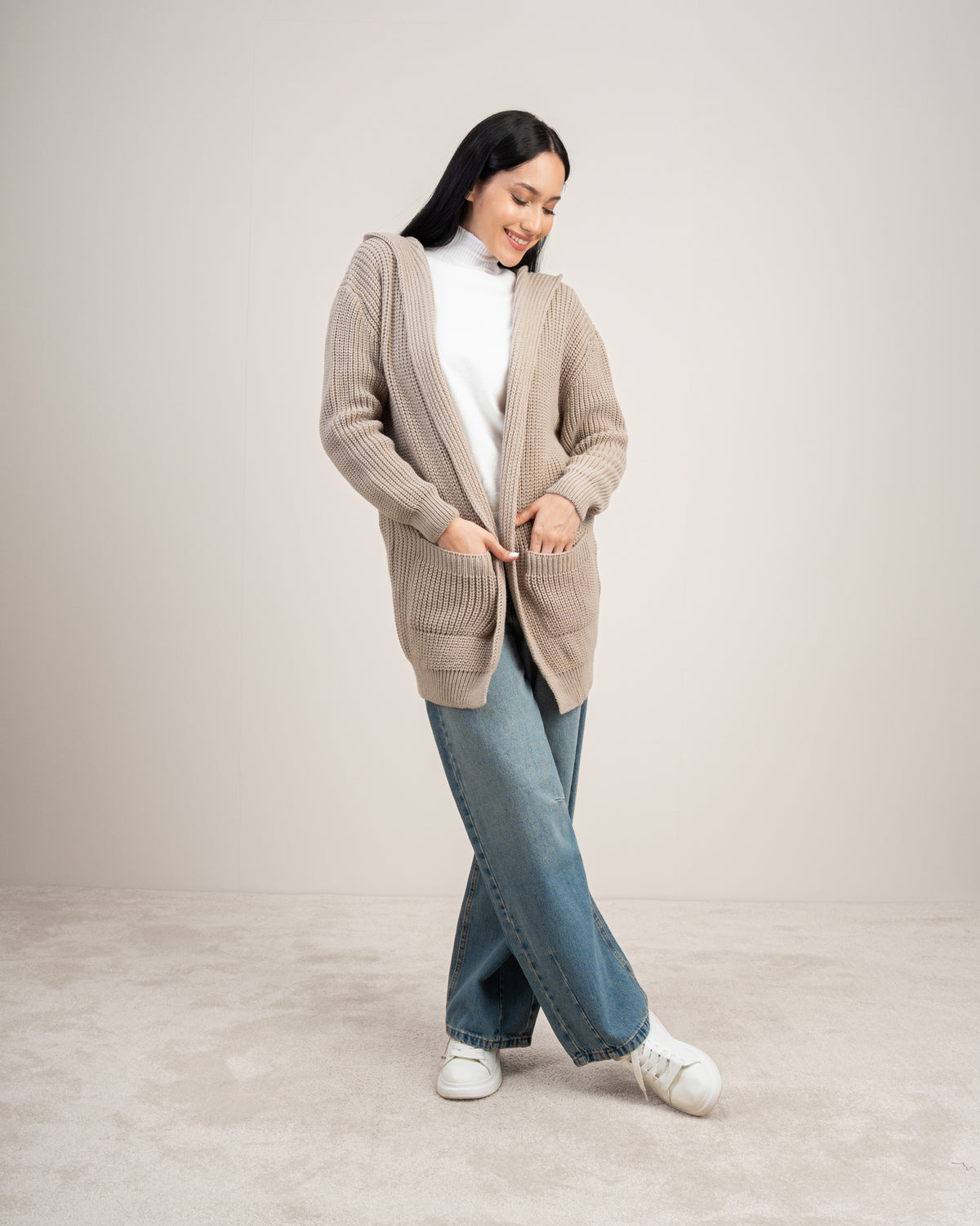 Knitwear Cardigan With Cable - Knit Back