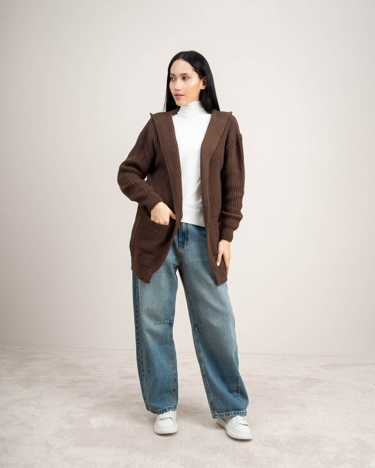 Knitwear Cardigan With Cable - Knit Back