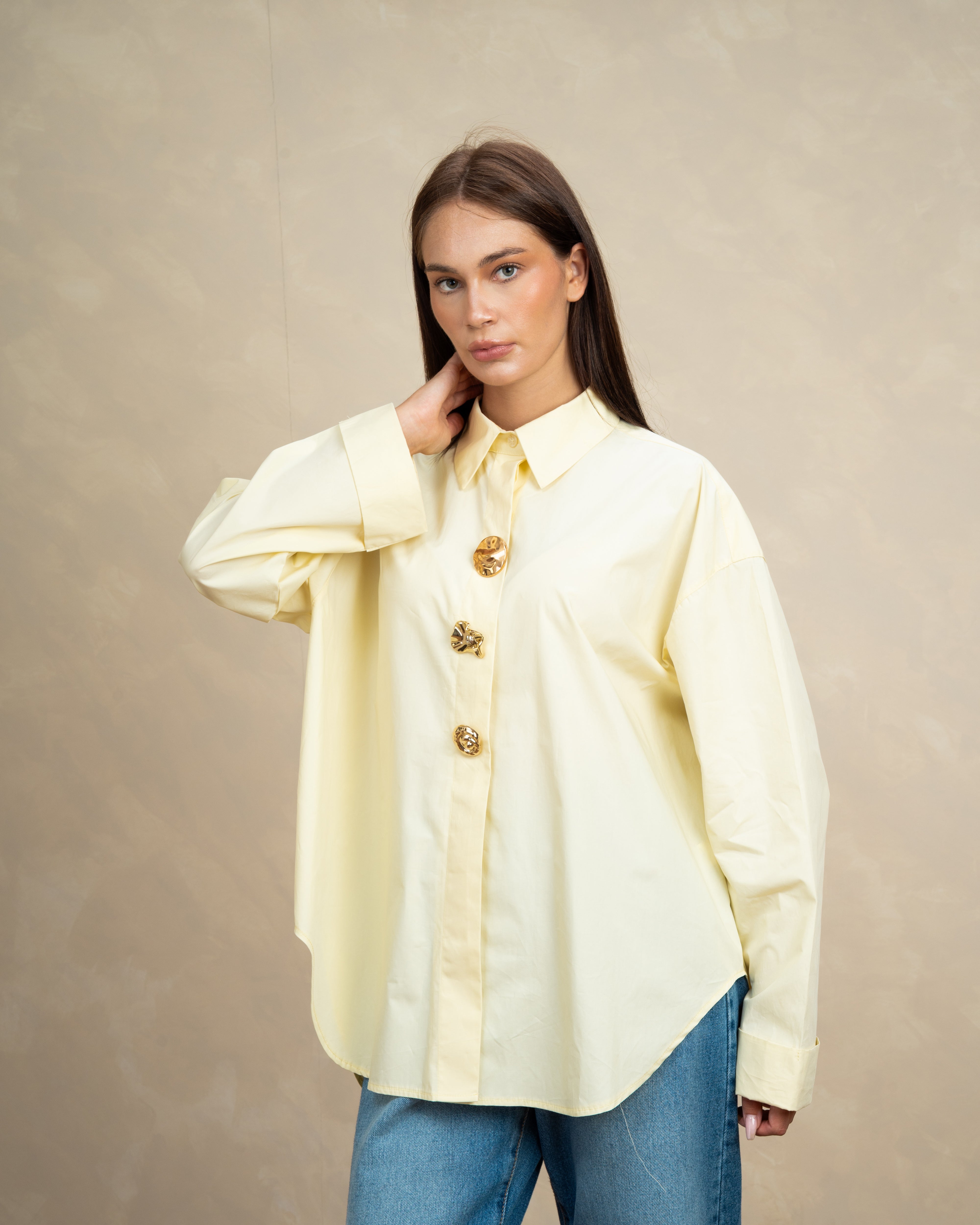 Poplin Shirt With Gold Buttons