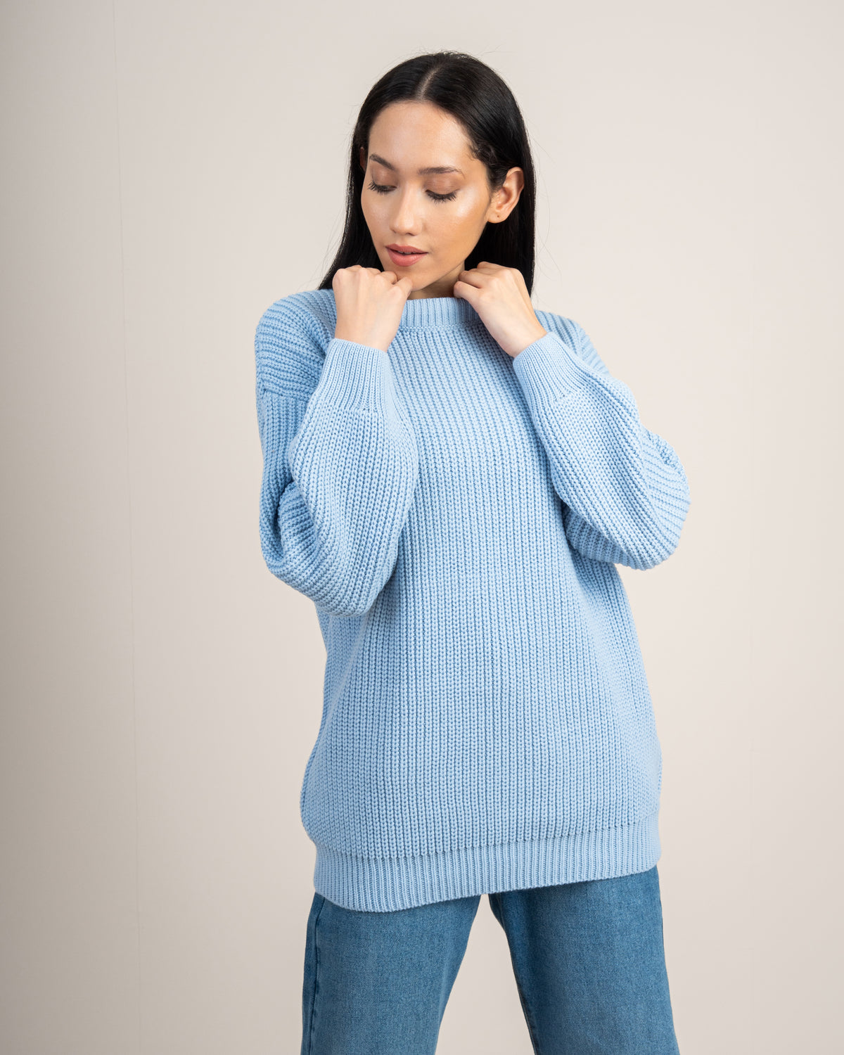 Plain Textured Knitwear Pullover