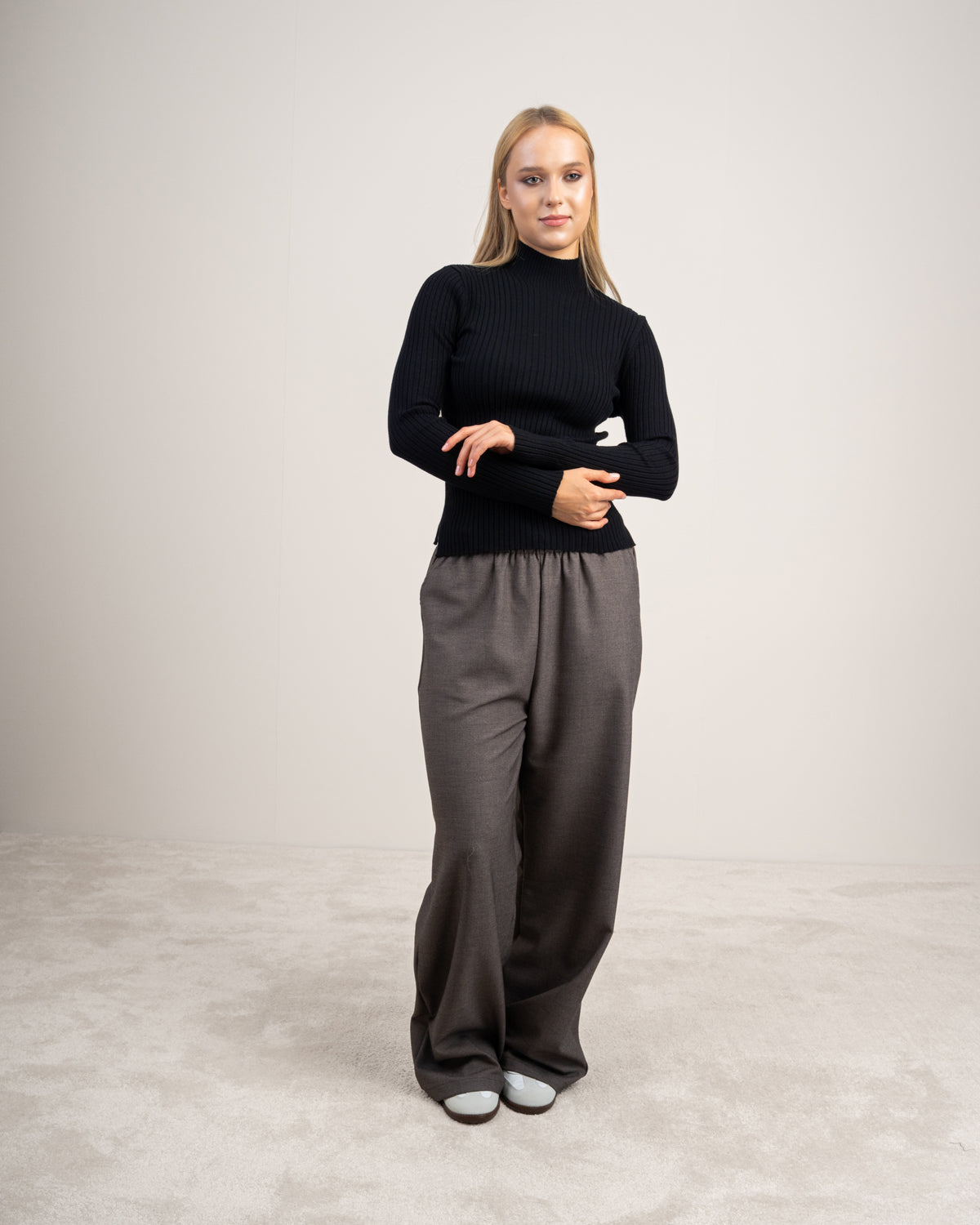 Plain Basic Top With Mock Neck