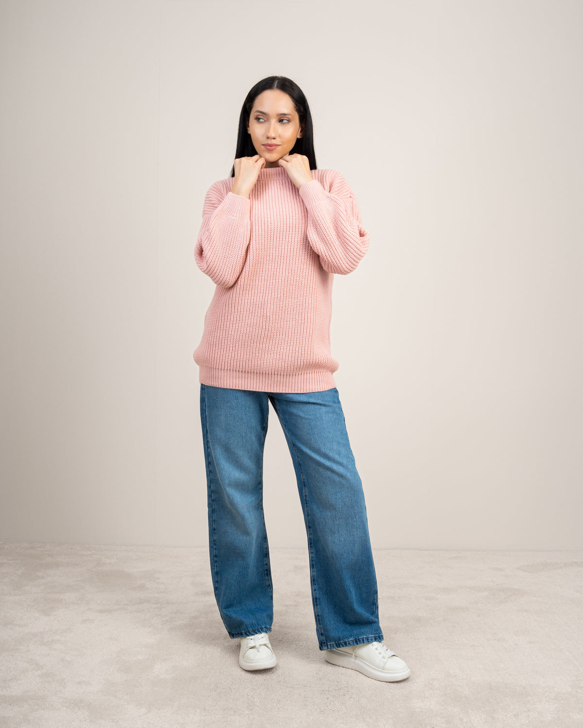 Plain Textured Knitwear Pullover