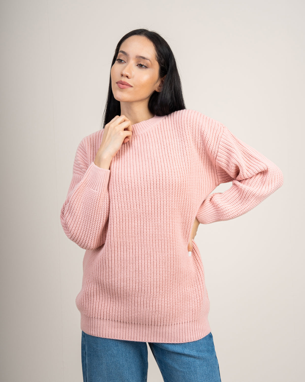 Plain Textured Knitwear Pullover